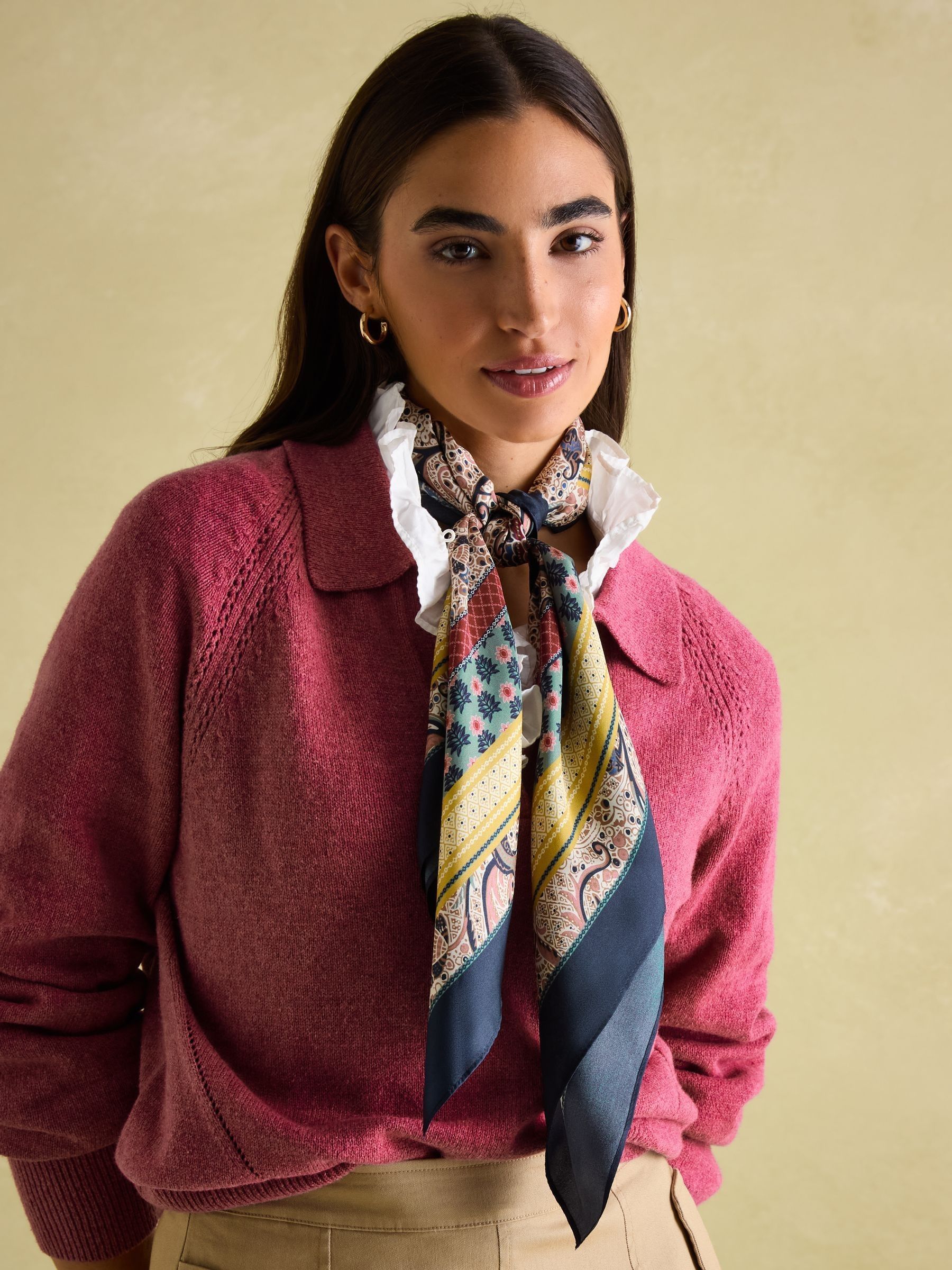 Bloomfield Multi Square Silk Scarf Joules