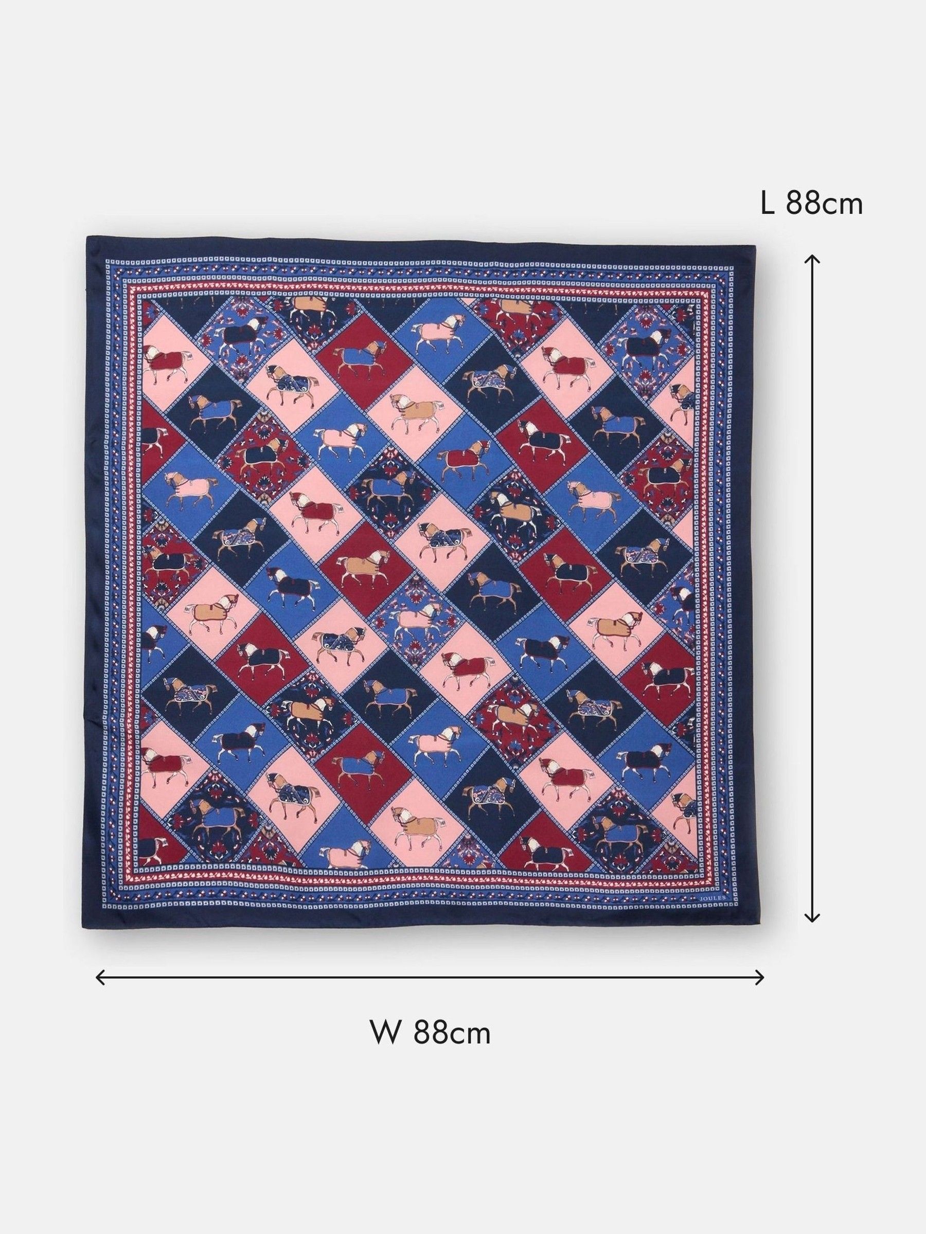 Bloomfield Navy/Burgundy Square Silk Scarf - Image 3 of 6
