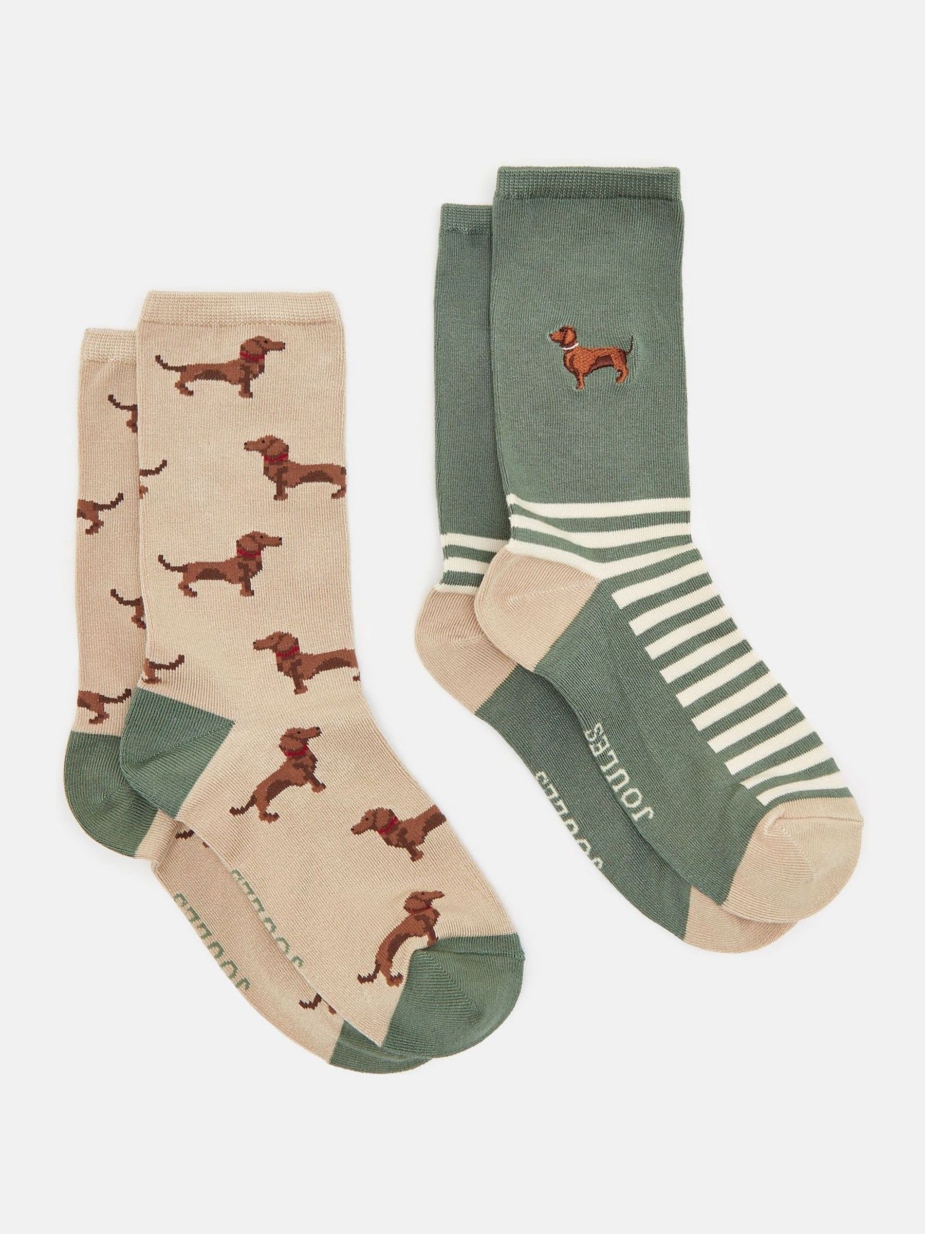 Women's Everyday Green/Ecru 2 Pack Socks (size 4-8) - Image 1 of 3
