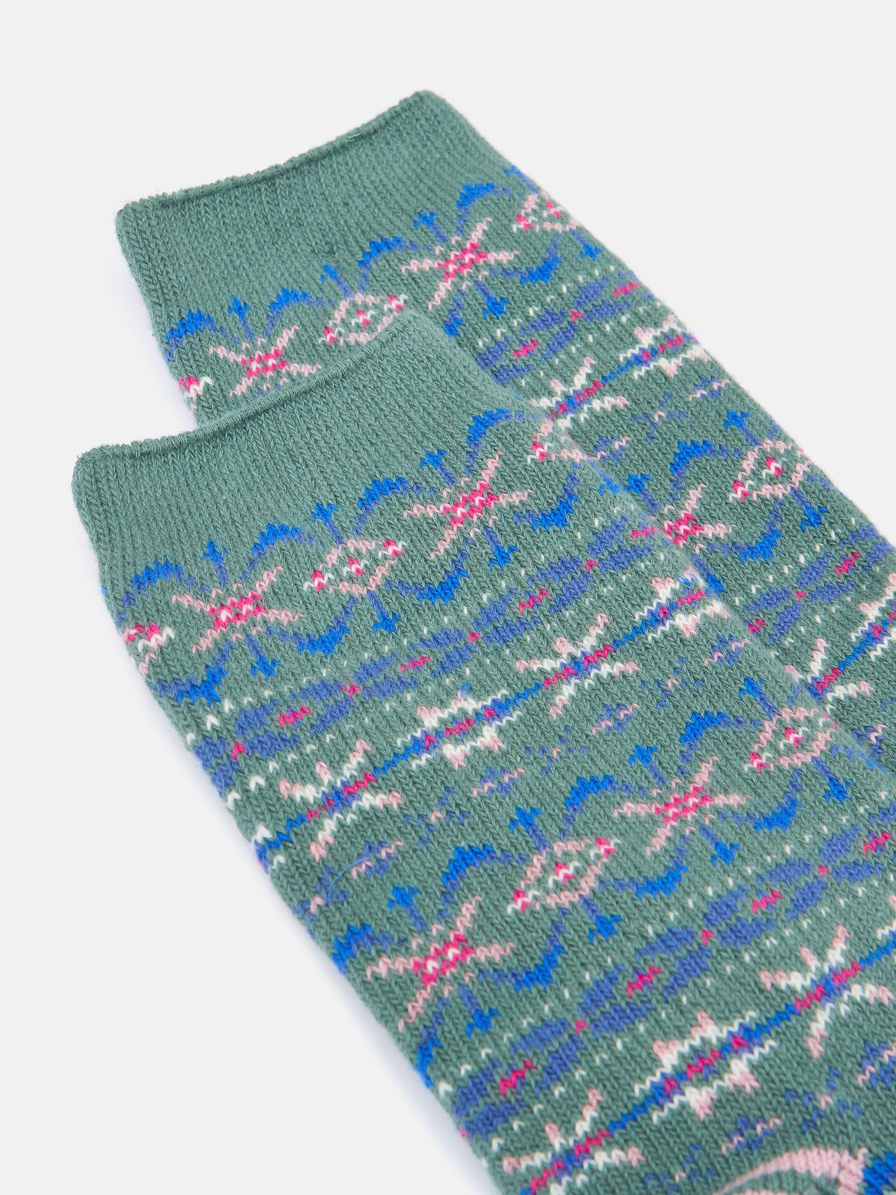Women's Lucille Green Fairisle Pattern Boot Socks (size 4-8) - Image 2 of 3 Women's Lucille Green Fairisle Pattern Boot Socks (size 4-8) - Image 2 of 3