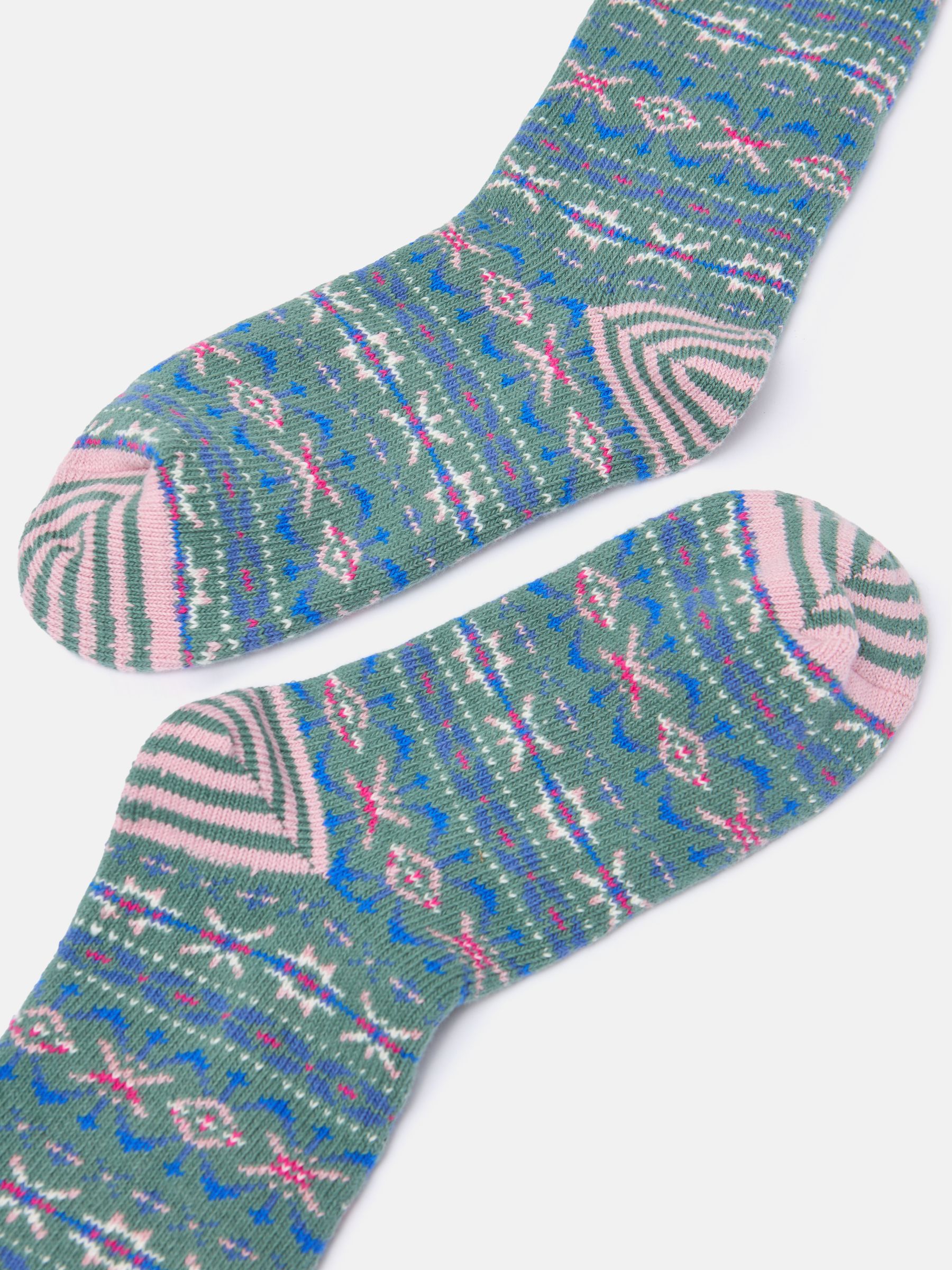 Women's Lucille Green Fairisle Pattern Boot Socks (size 4-8) - Image 3 of 3