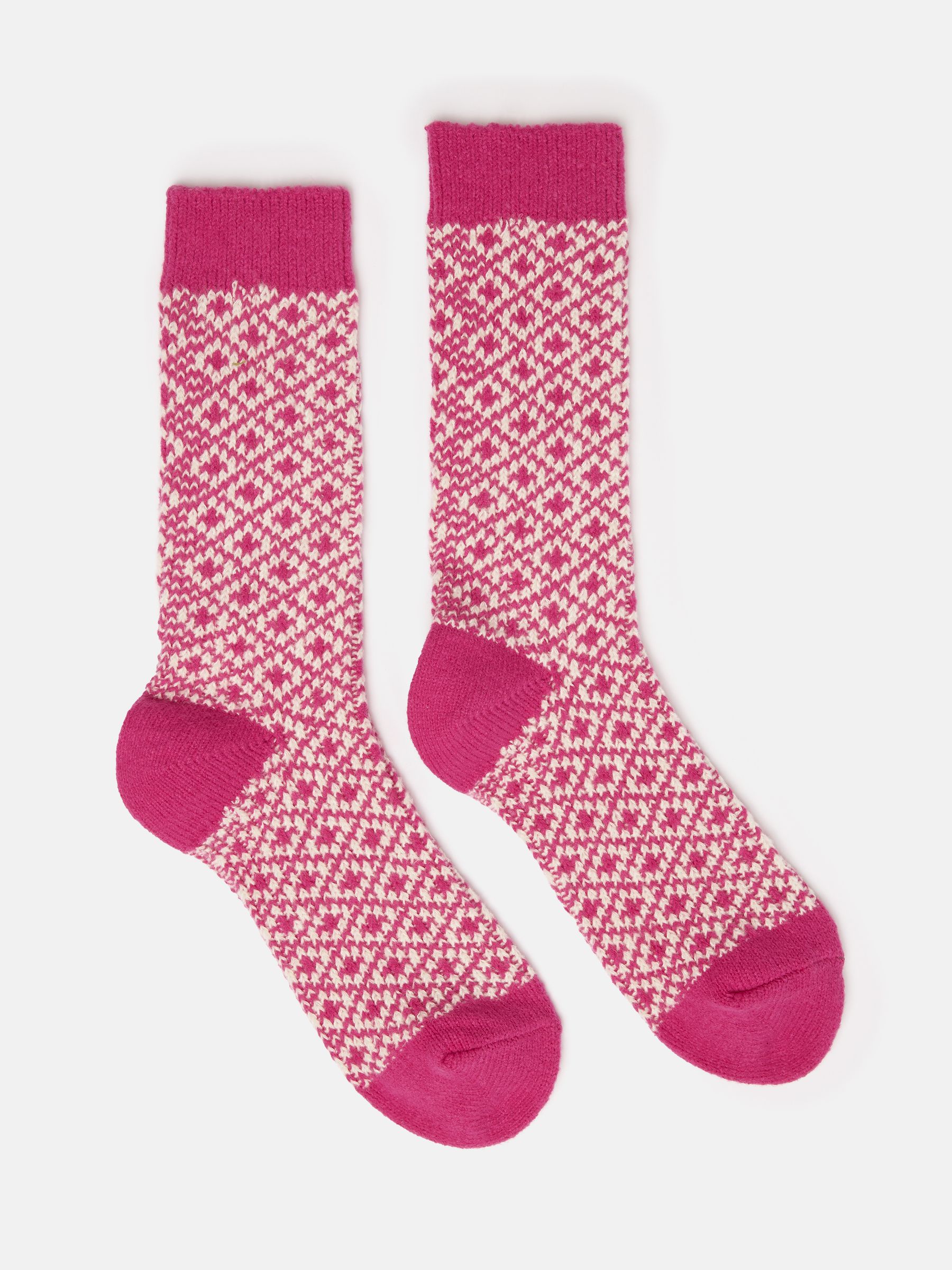 Women's Toasty Bright Pink Cosy Geometric Socks - Image 1 of 3