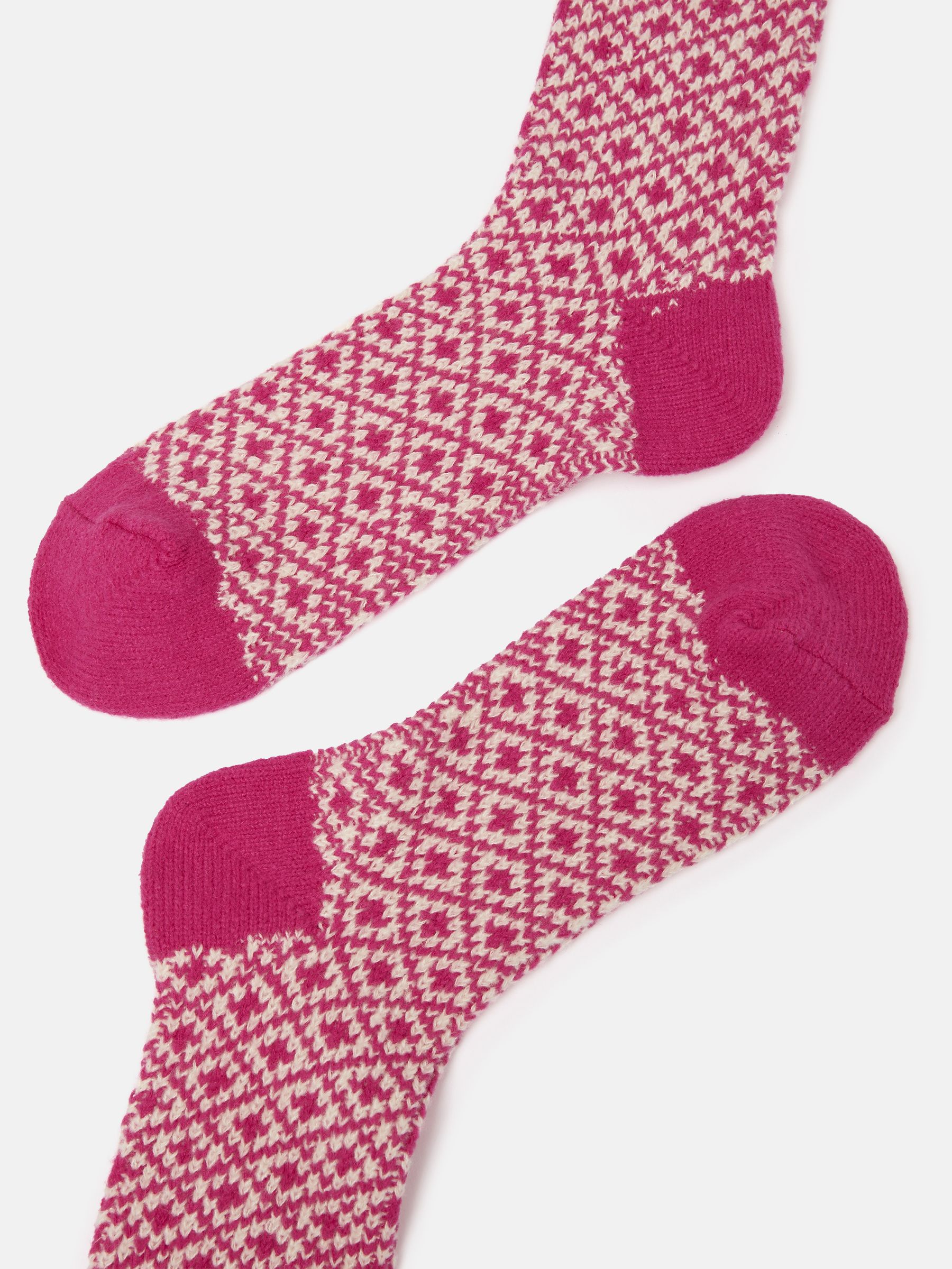Women's Toasty Bright Pink Cosy Geometric Socks - Image 2 of 3
