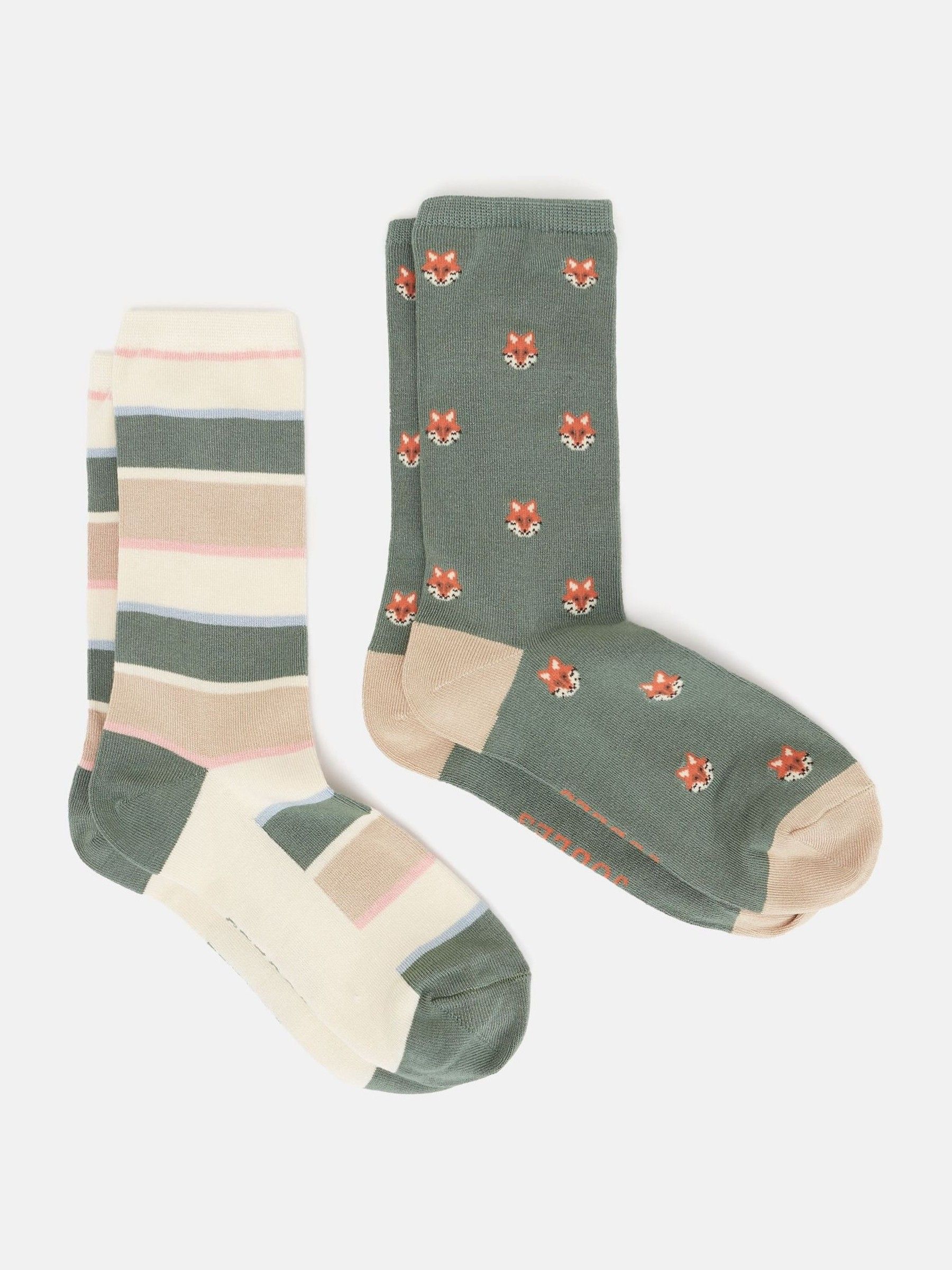 Women's Everyday Khaki/Grey 2 Pack Socks (size 4-8) - Image 1 of 3