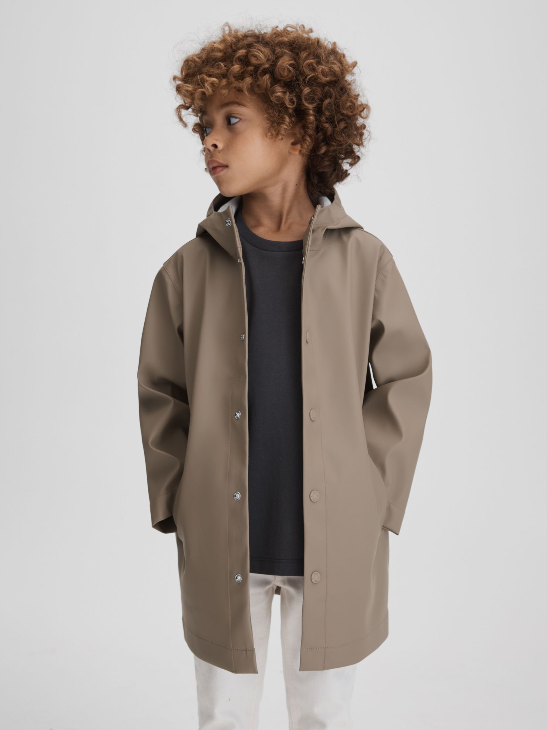 9-13 yrs Water Repellent Hooded Coat in Stone - Image 1 of 5