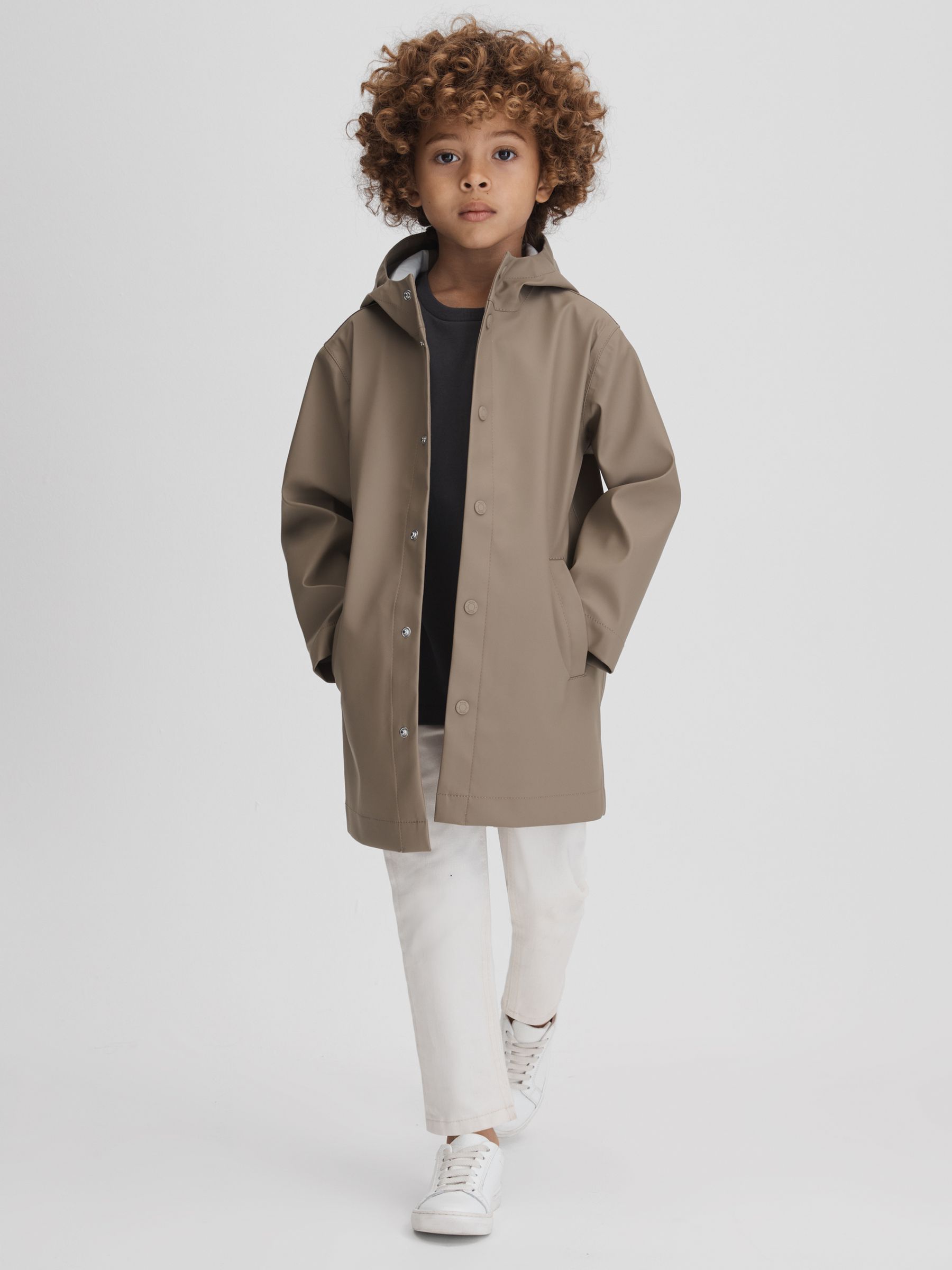 9-13 yrs Water Repellent Hooded Coat in Stone - Image 3 of 5