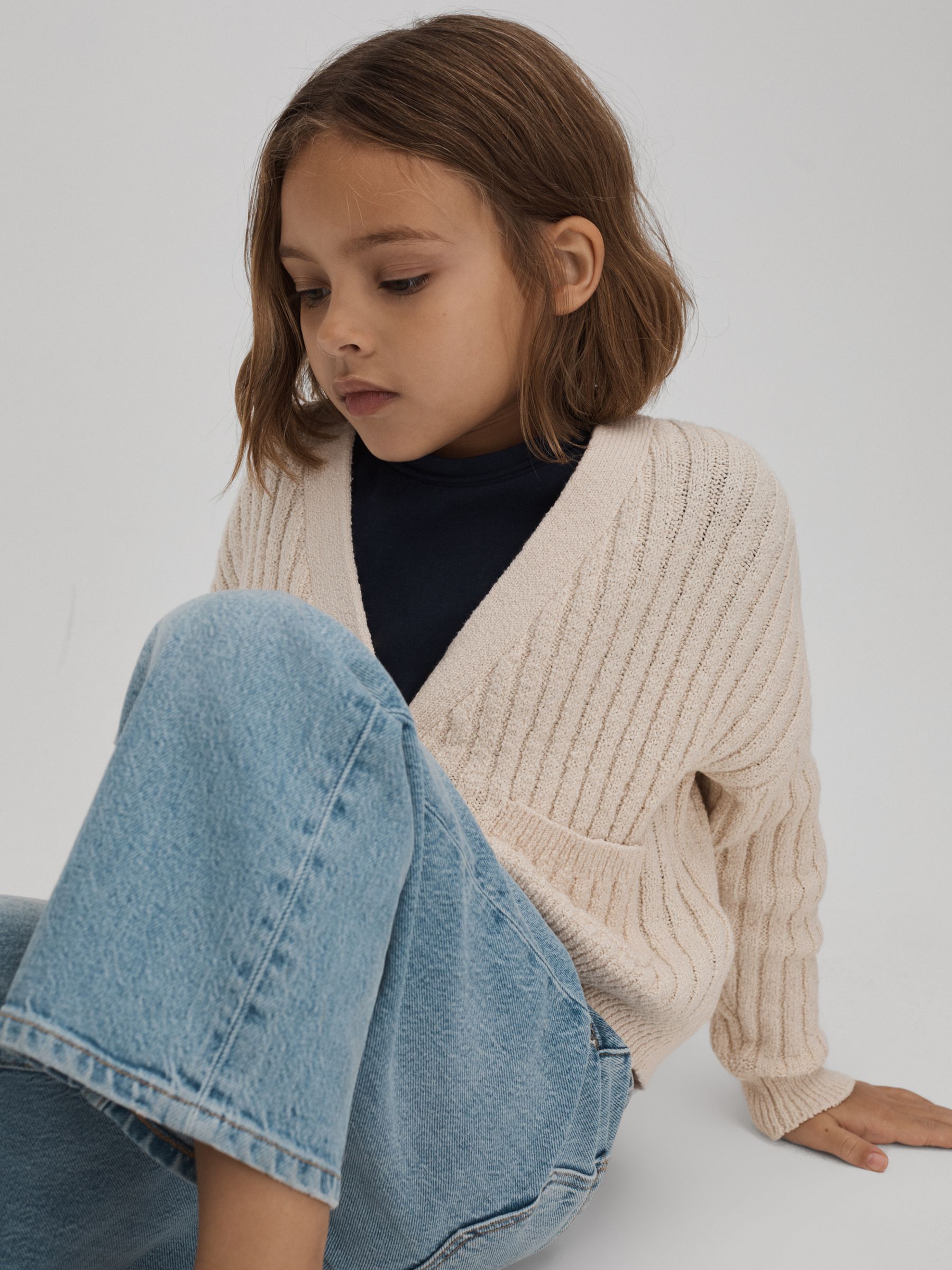 Teen Relaxed Knitted Cardigan in Ivory - Image 1 of 6