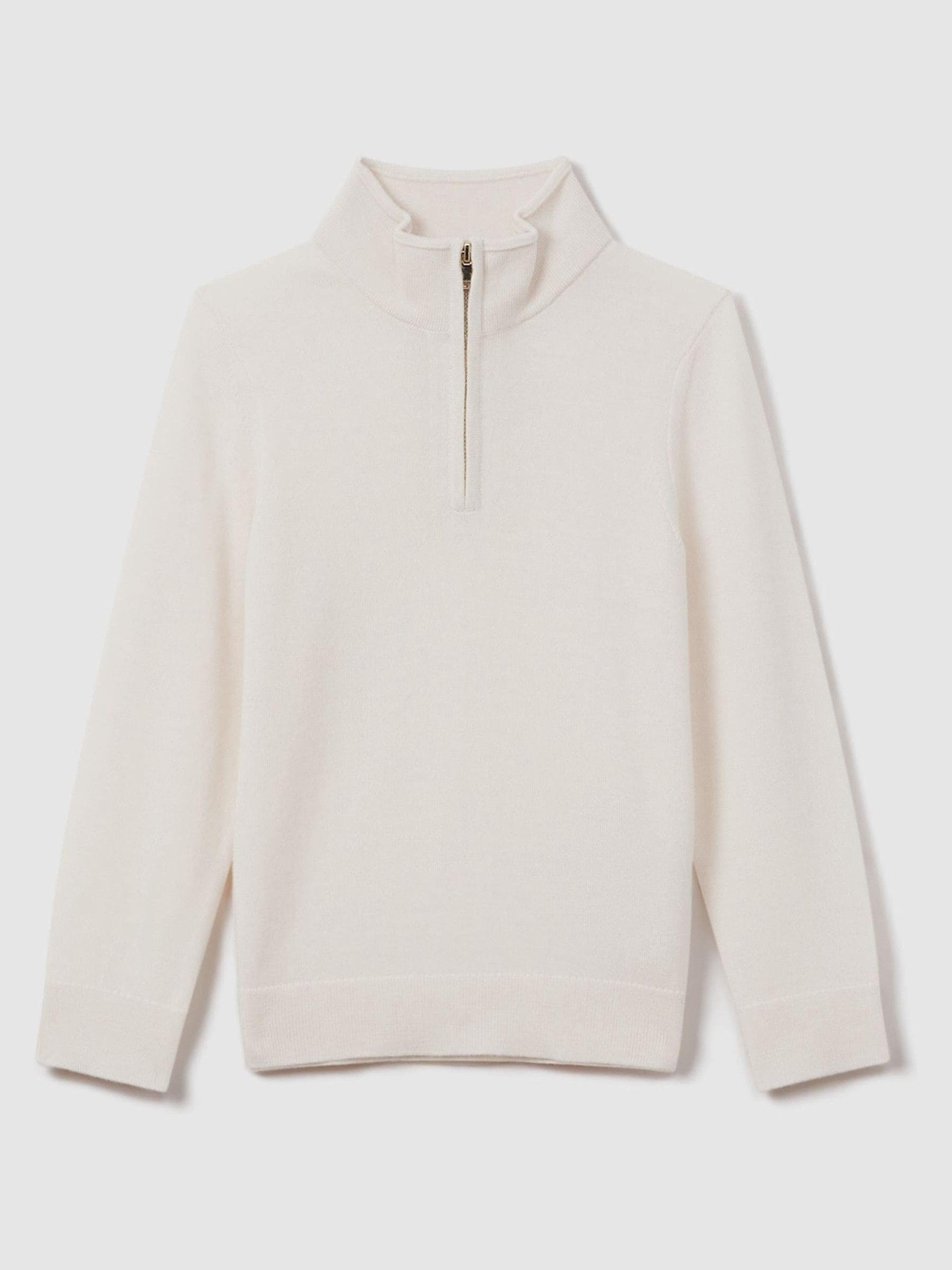 13-14 yrs Wool Half-Zip Funnel Neck Jumper in Snow - Image 1 of 6