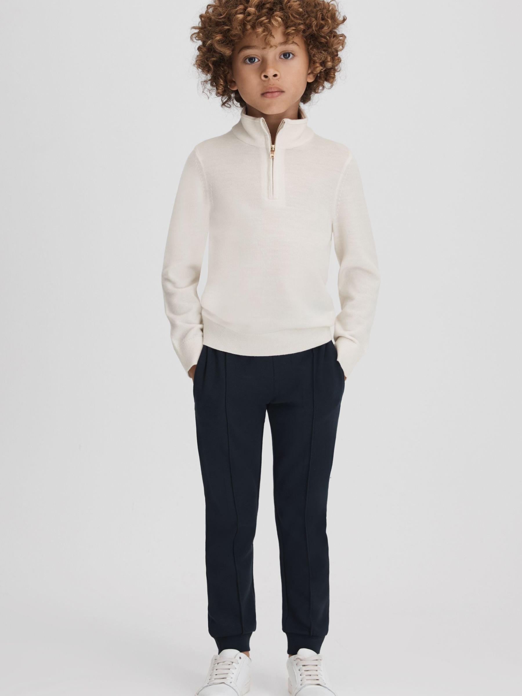 13-14 yrs Wool Half-Zip Funnel Neck Jumper in Snow - Image 3 of 6