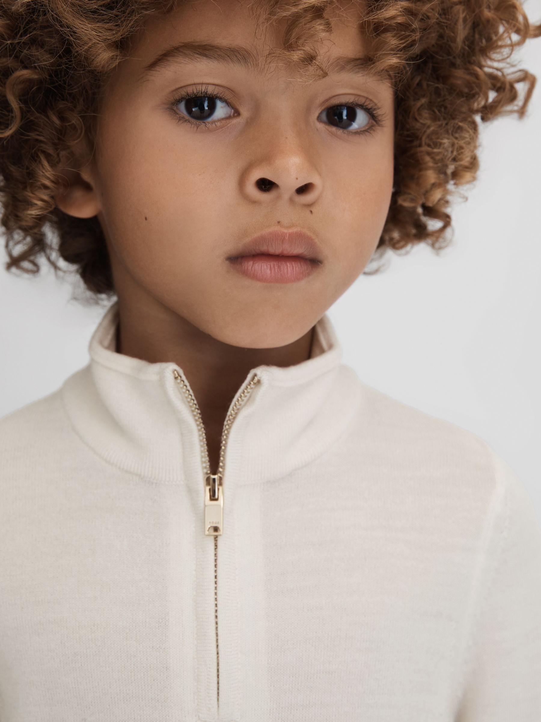 13-14 yrs Wool Half-Zip Funnel Neck Jumper in Snow - Image 4 of 6
