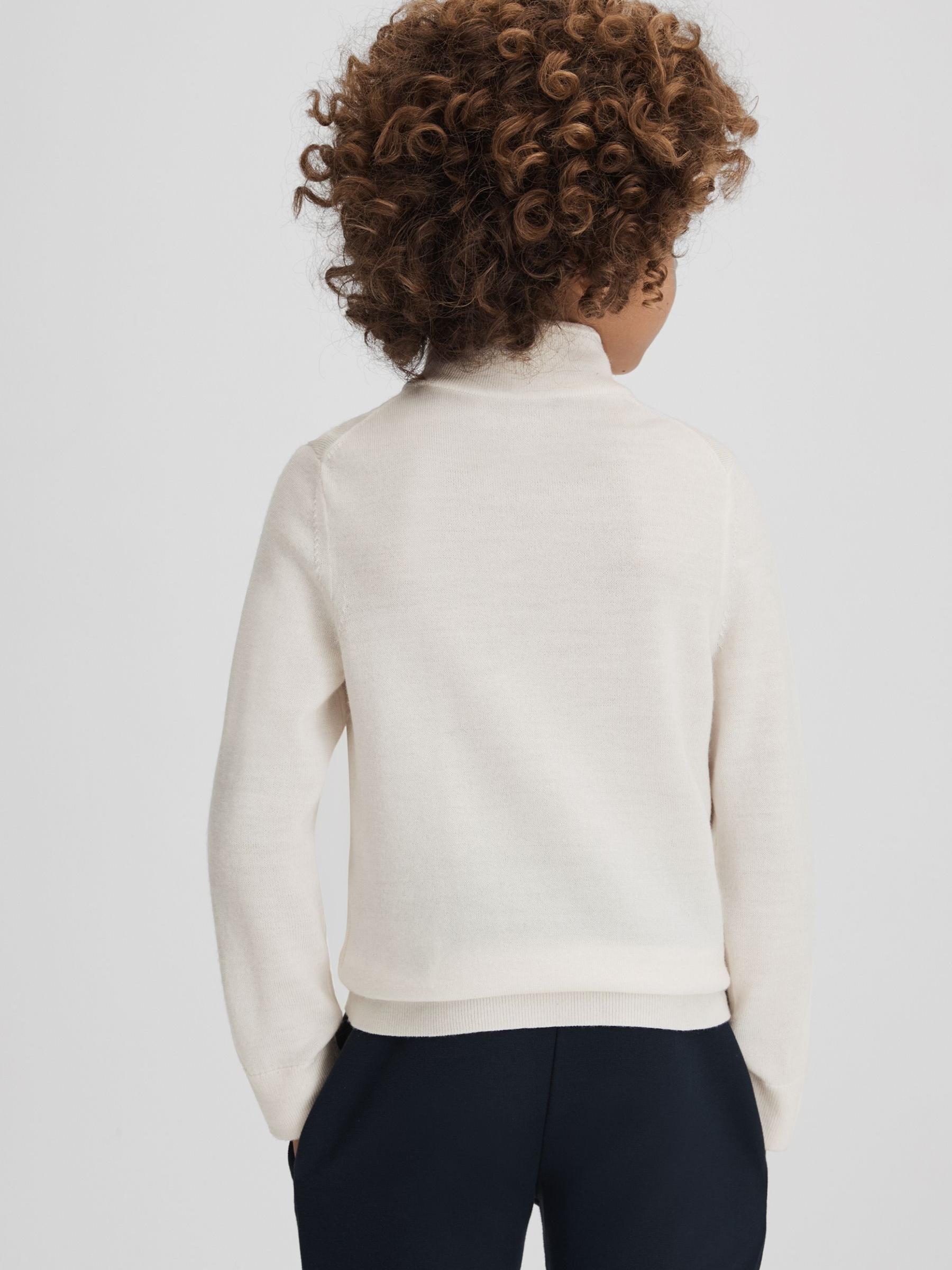 13-14 yrs Wool Half-Zip Funnel Neck Jumper in Snow - Image 5 of 6
