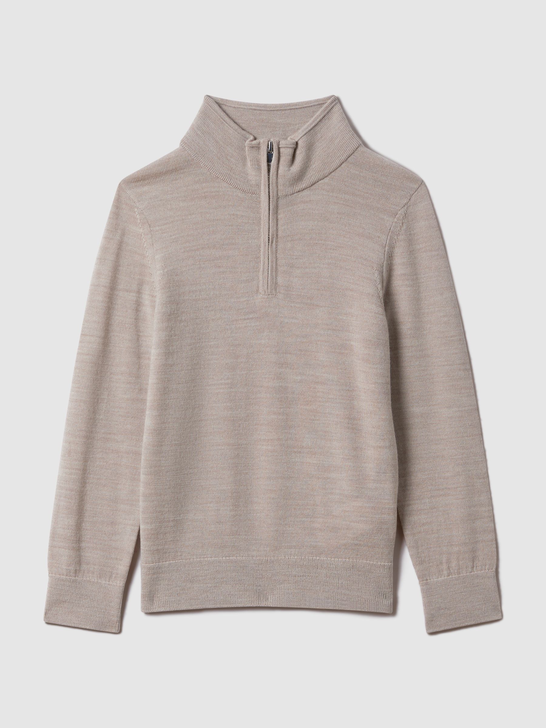 13-14 yrs Wool Half-Zip Funnel Neck Jumper in Wheat Melange - Image 1 of 7