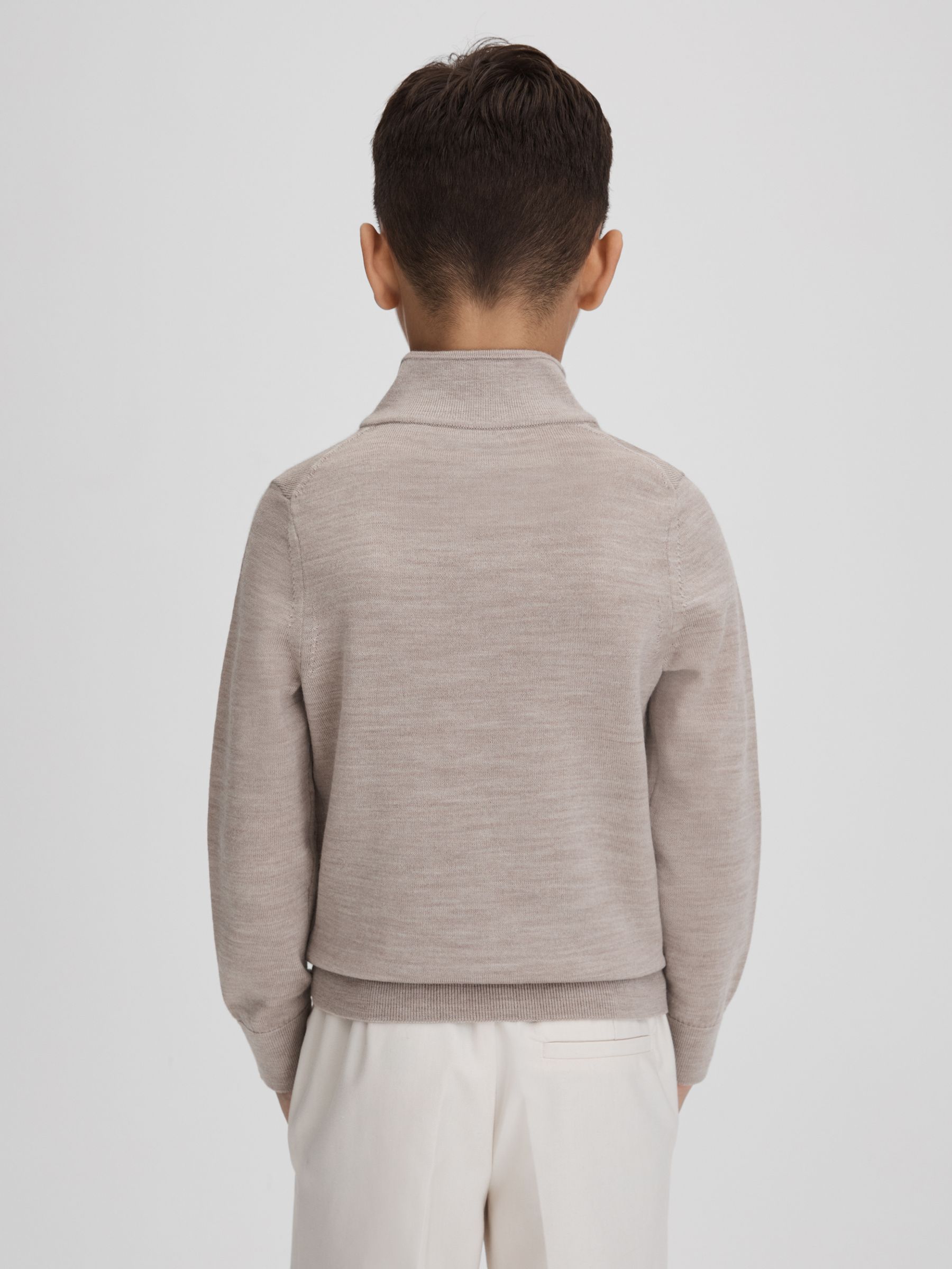 13-14 yrs Wool Half-Zip Funnel Neck Jumper in Wheat Melange - Image 5 of 7