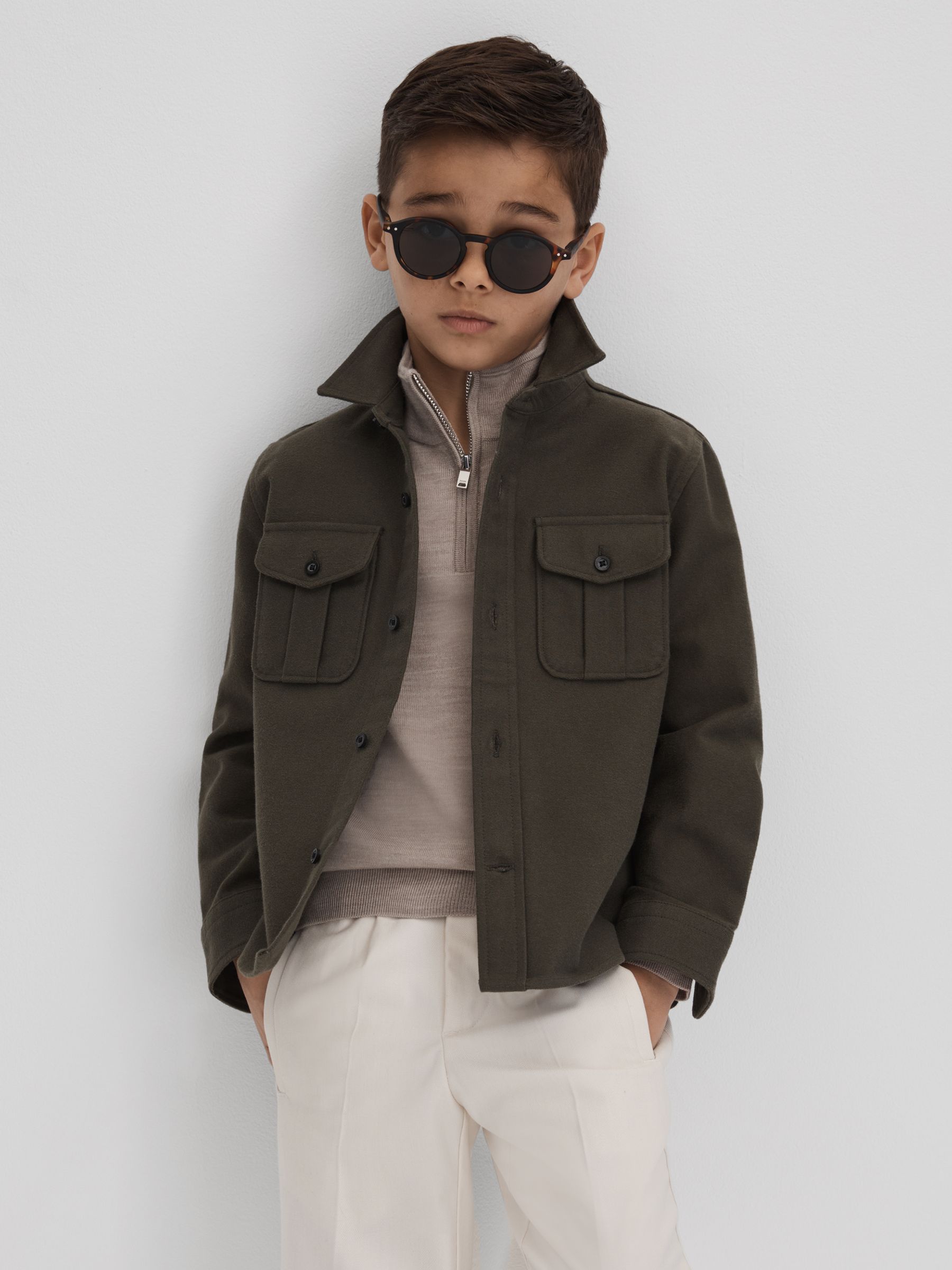 13-14 yrs Wool Half-Zip Funnel Neck Jumper in Wheat Melange - Image 6 of 7