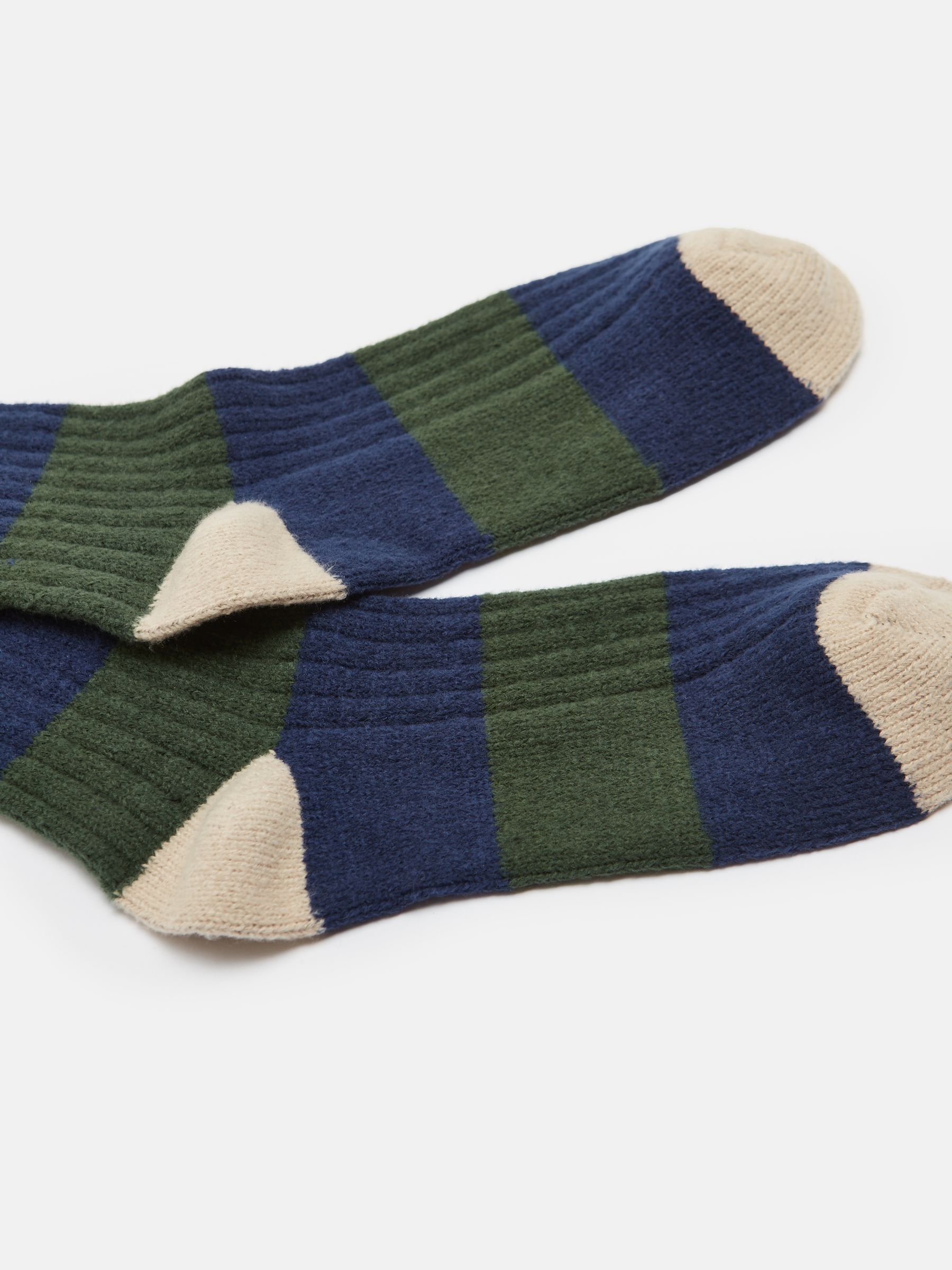 Men's Gibson Green/Navy Cosy Striped Socks - Image 2 of 3