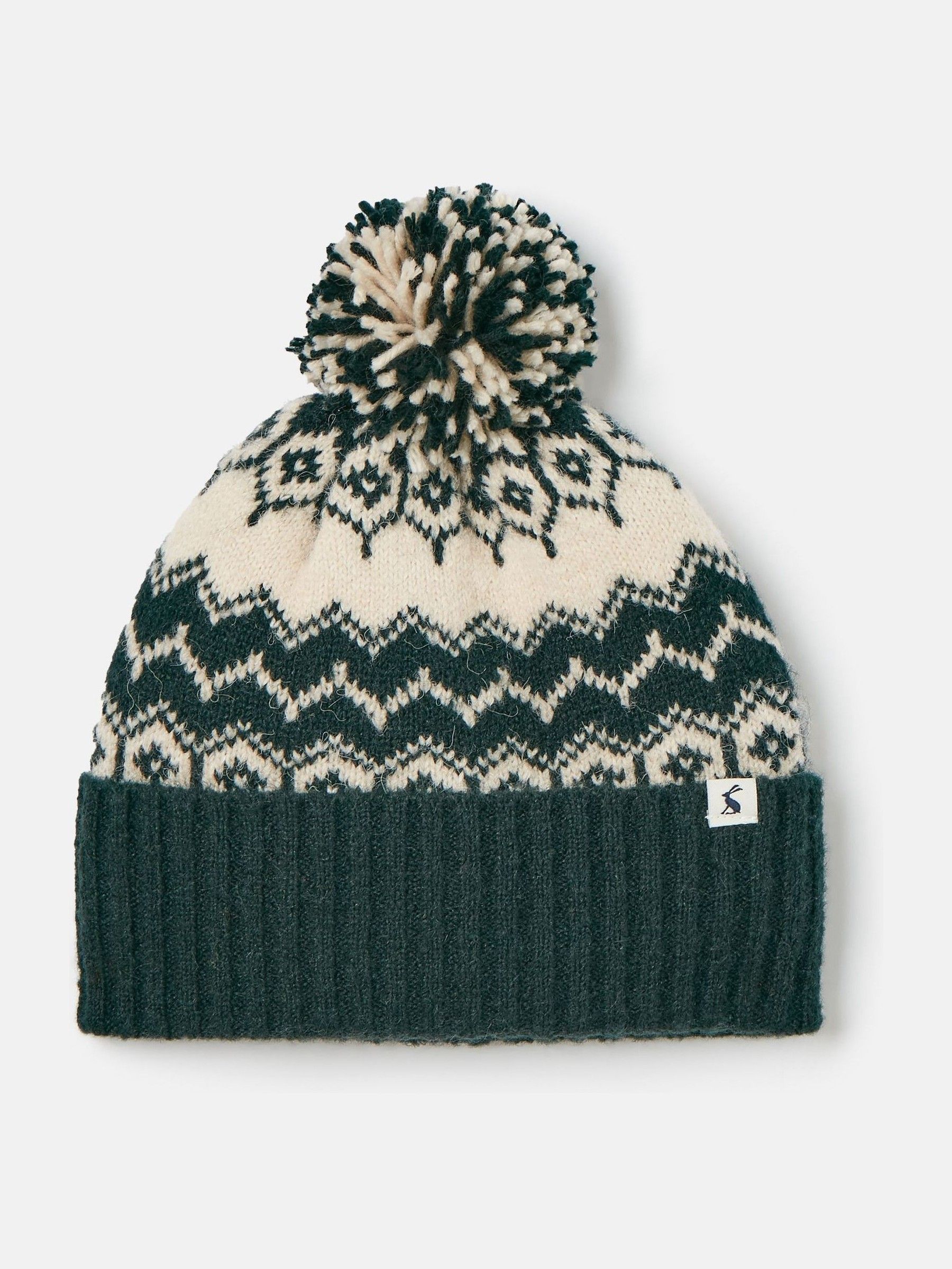 Walcott Dark Green Fairisle Pattern Bobble Hat - Image 1 of 4