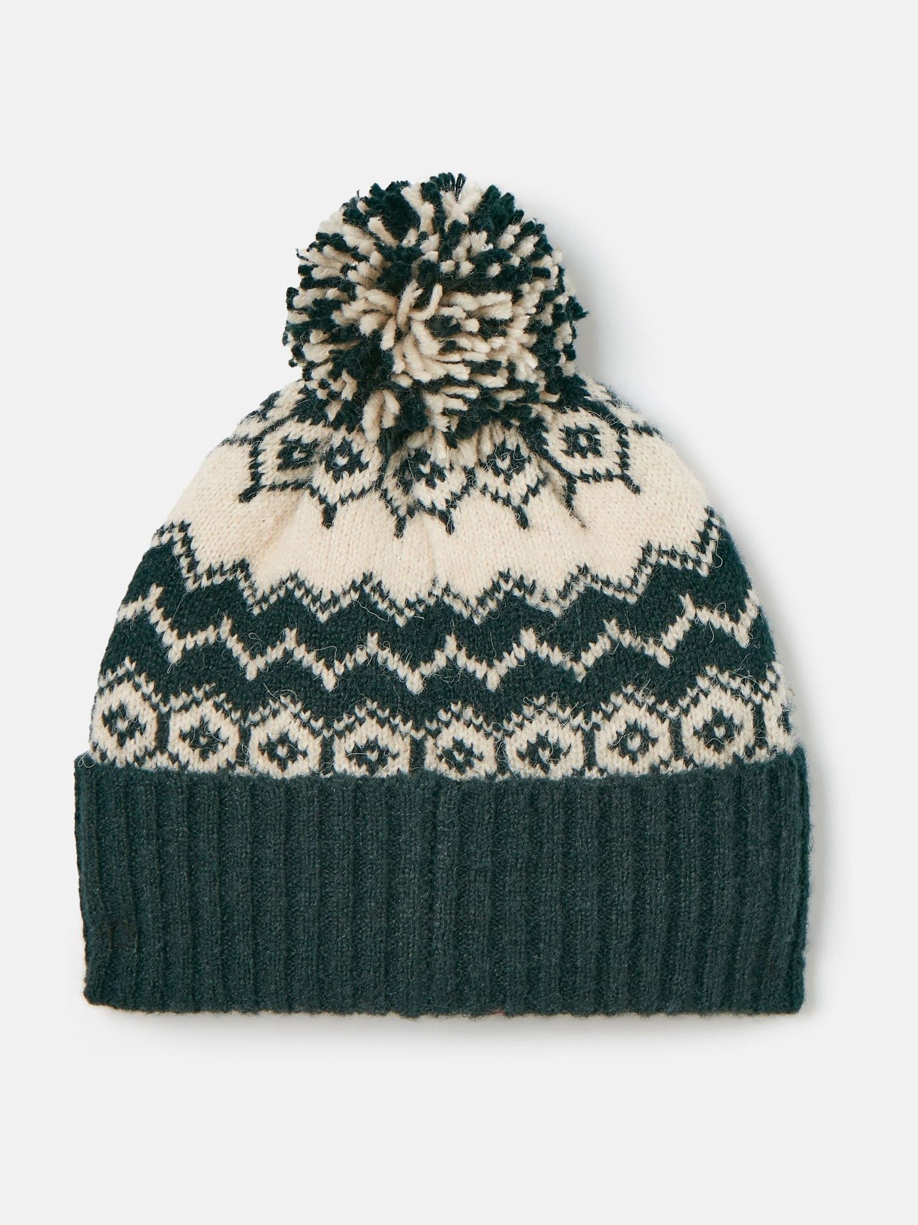 Walcott Dark Green Fairisle Pattern Bobble Hat - Image 2 of 4
