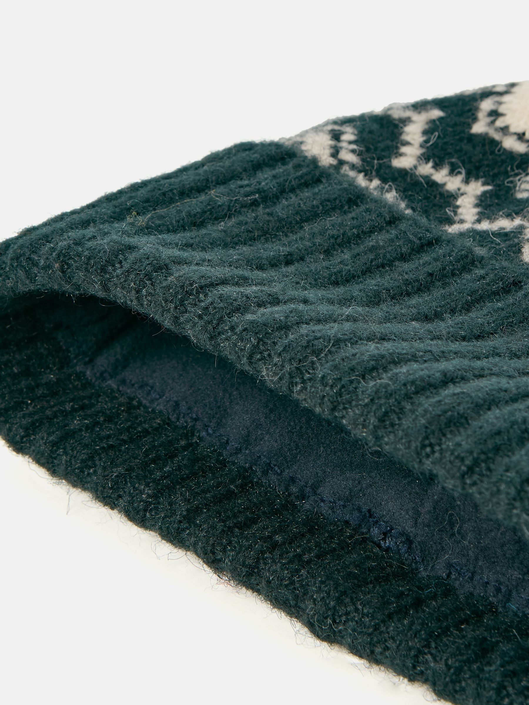 Walcott Dark Green Fairisle Pattern Bobble Hat - Image 3 of 4