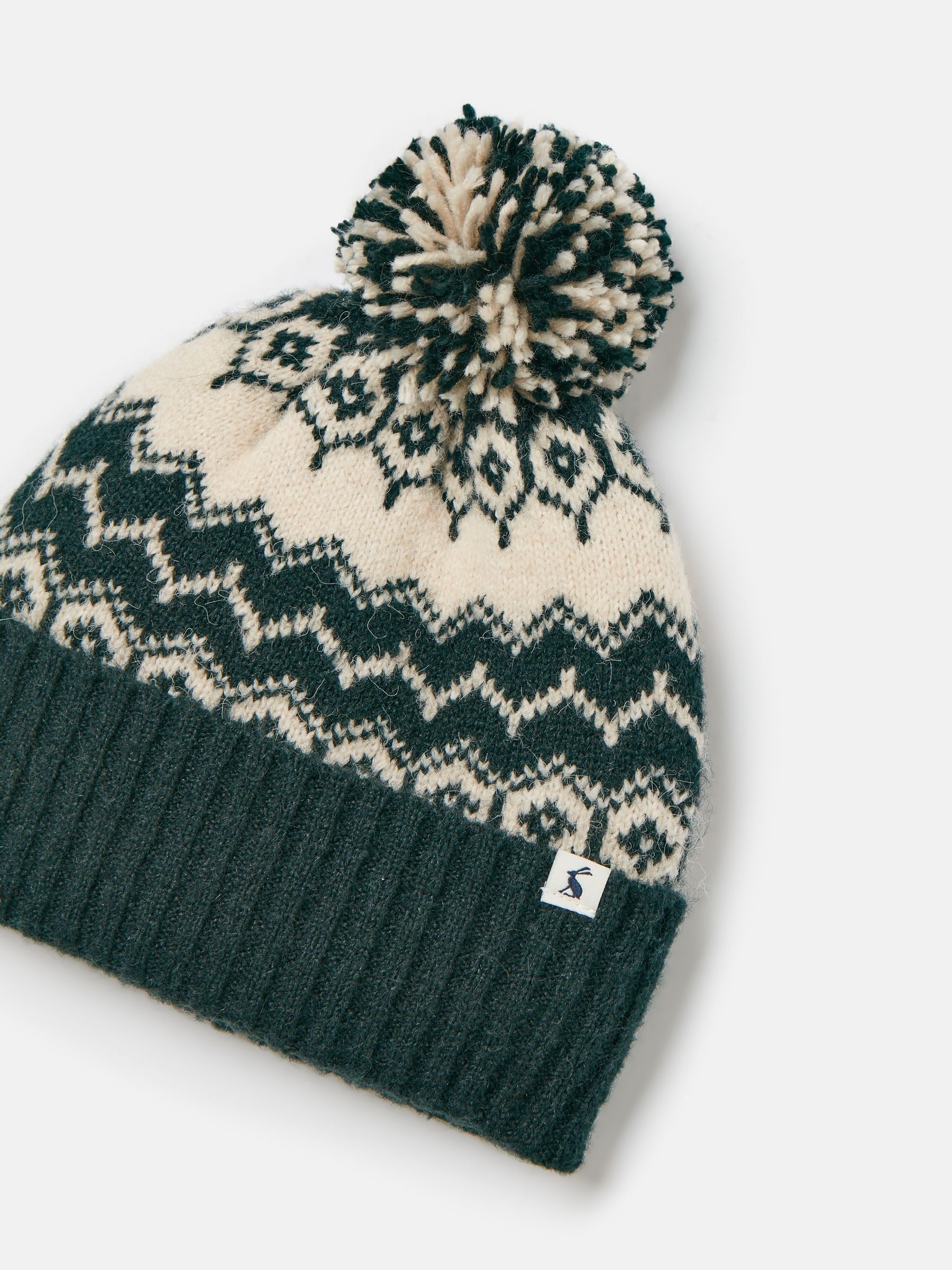 Walcott Dark Green Fairisle Pattern Bobble Hat - Image 4 of 4