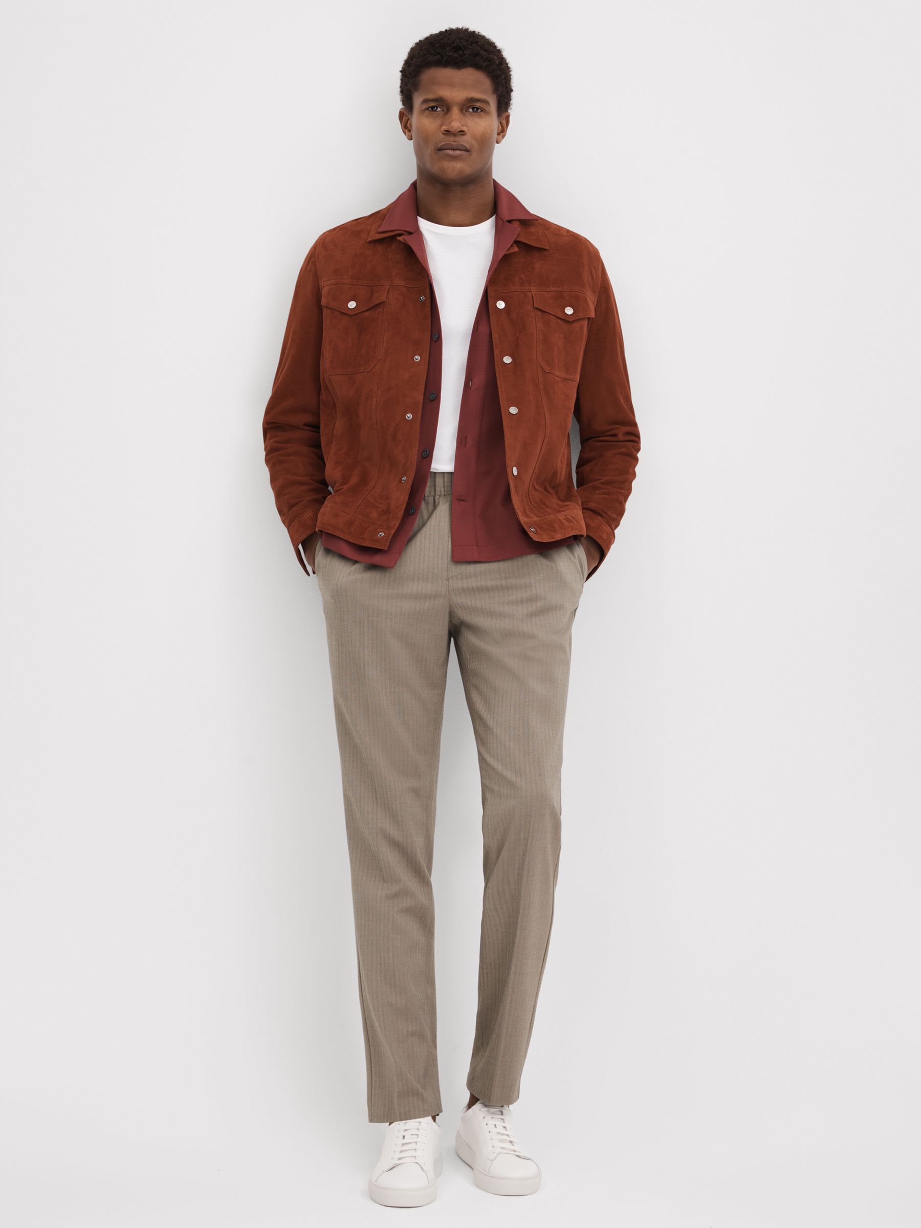 Paige Drawstring Herringbone Trousers in Sea Fossil - Image 3 of 6