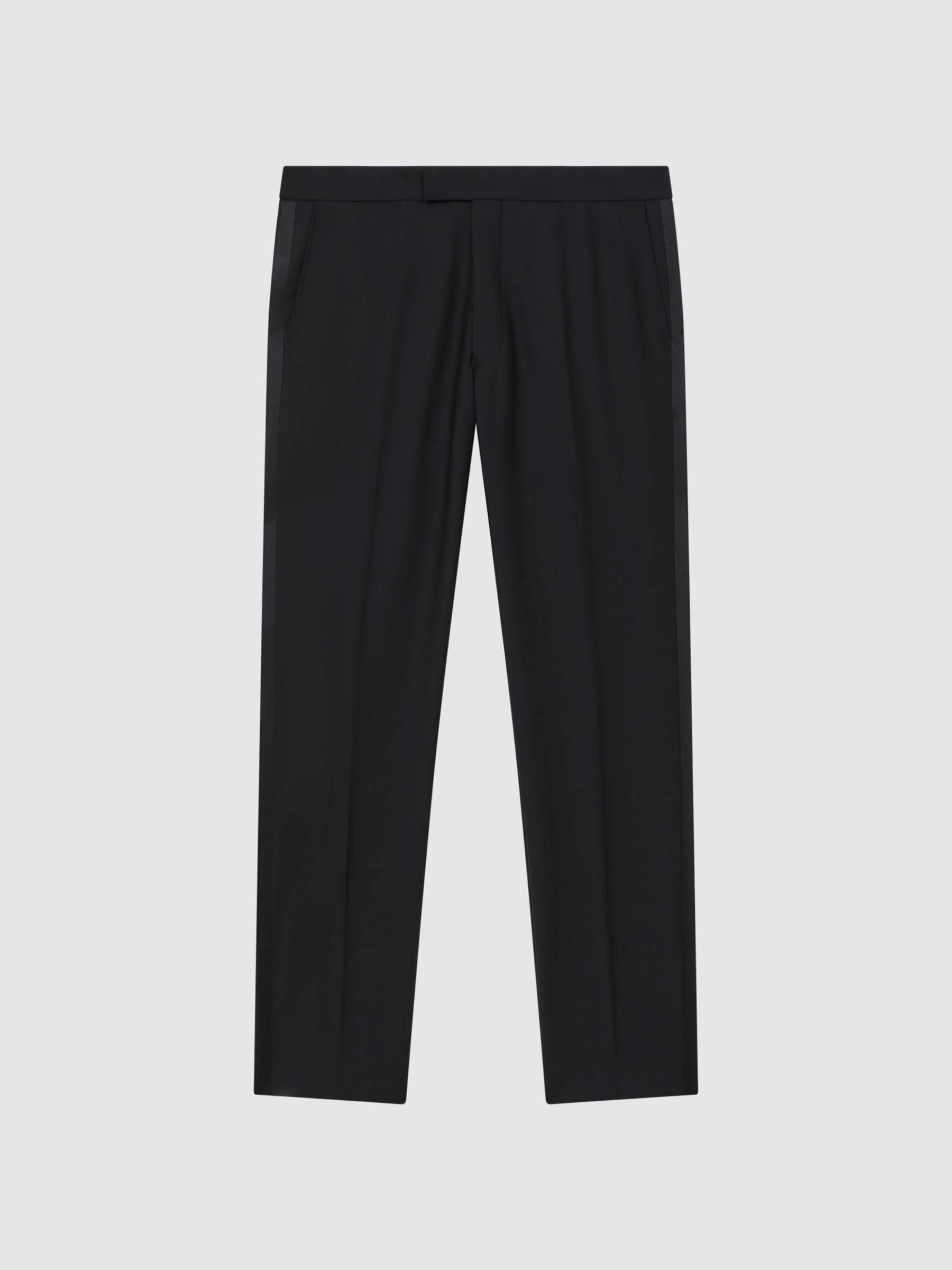 Oscar Jacobson Slim Fit Wool Blend Trousers in Black - Image 2 of 6