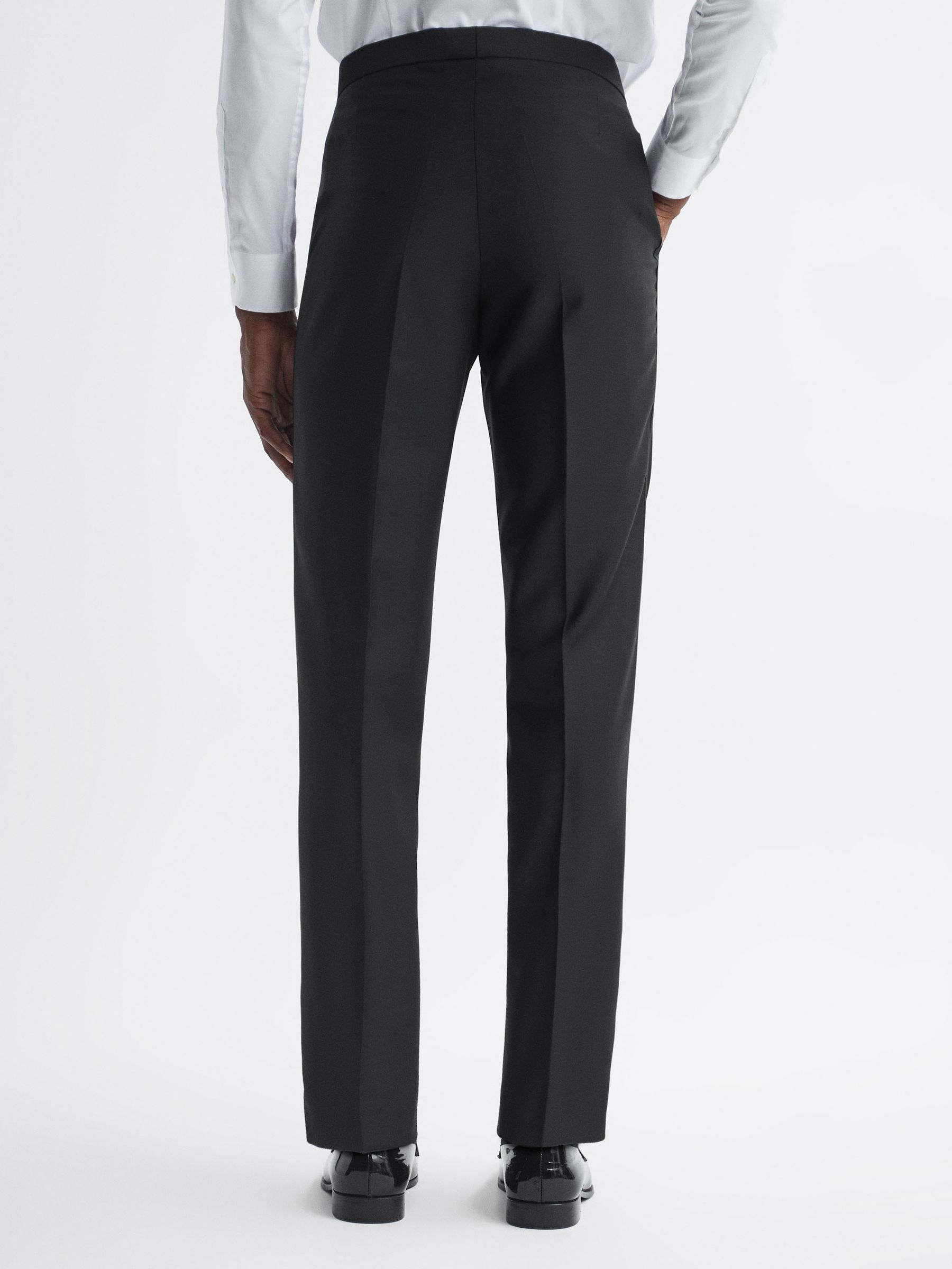 Oscar Jacobson Slim Fit Wool Blend Trousers in Black - Image 5 of 6