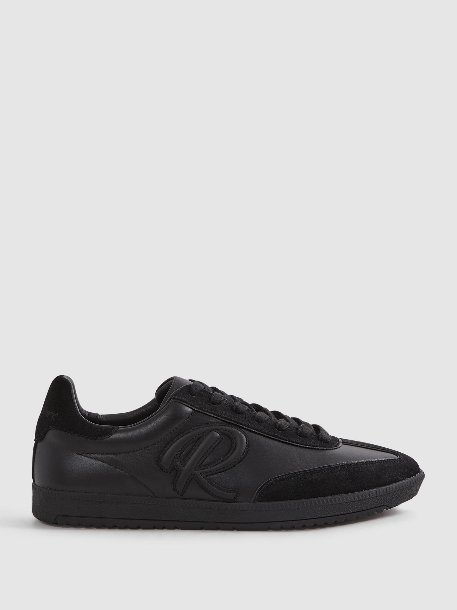 Leather-Suede Low Trainers in Black - Image 1 of 6