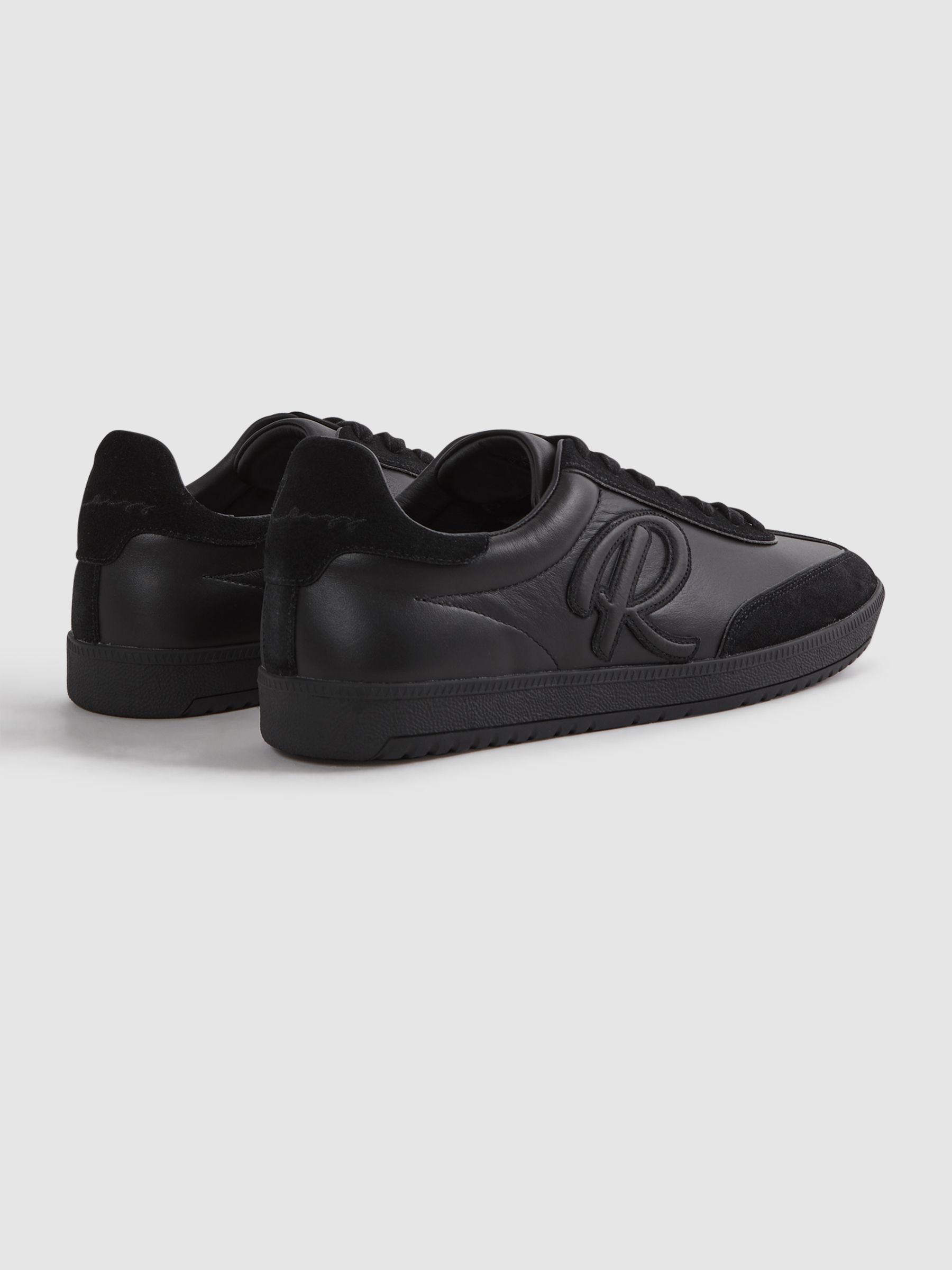 Leather-Suede Low Trainers in Black - Image 5 of 6