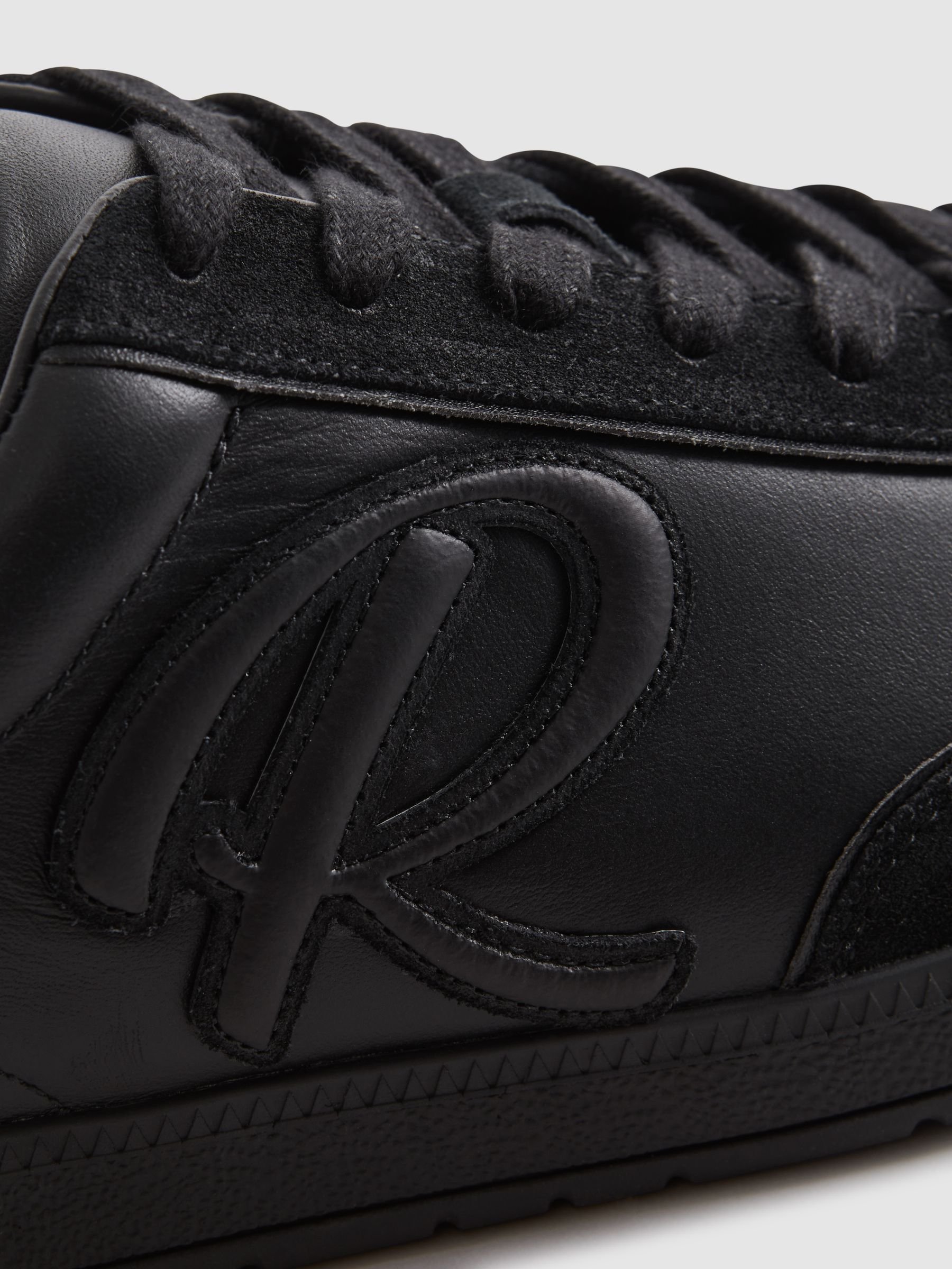 Leather-Suede Low Trainers in Black - Image 6 of 6