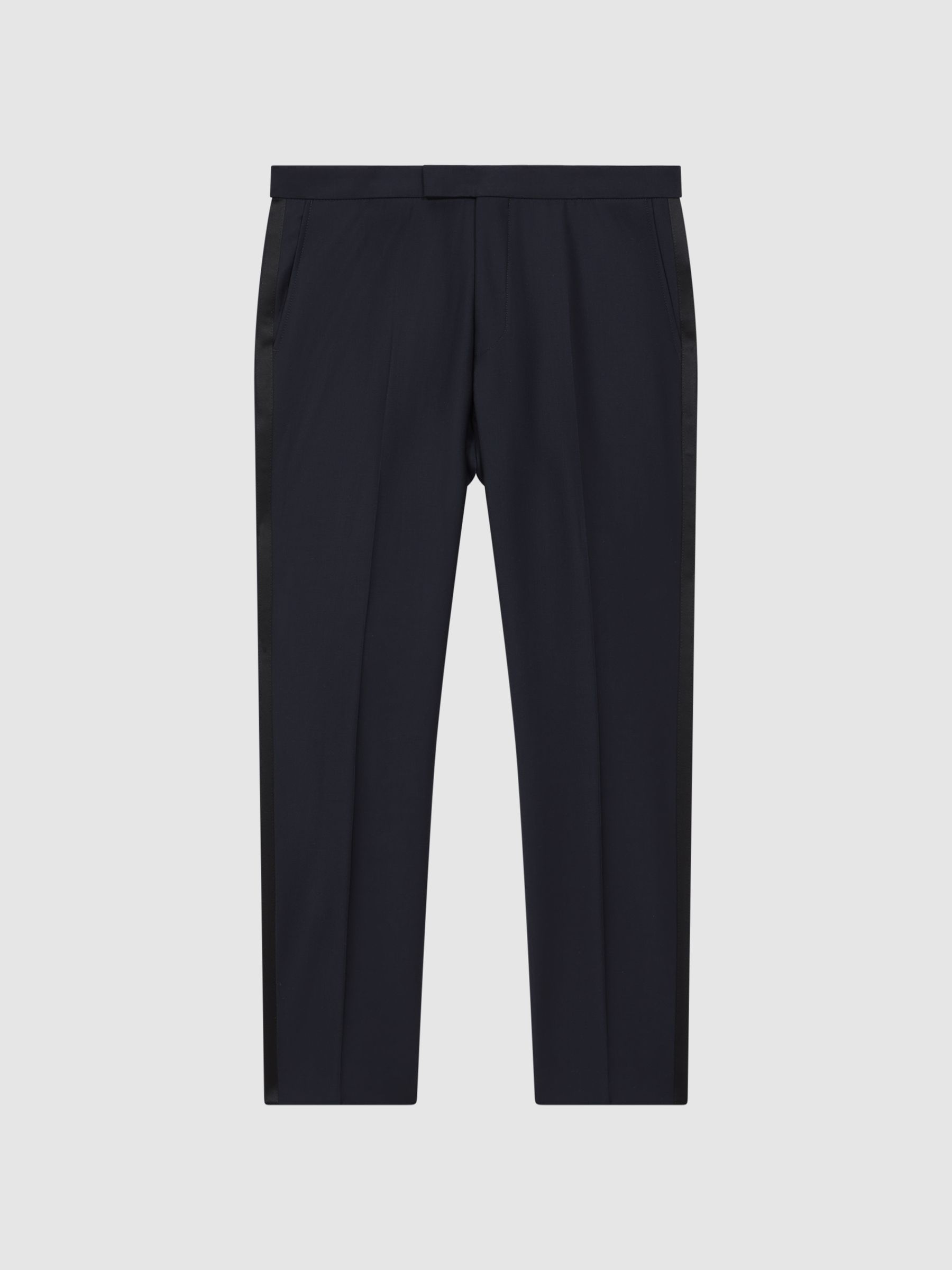 Oscar Jacobson Slim Fit Wool Blend Trousers in Navy - Image 2 of 6