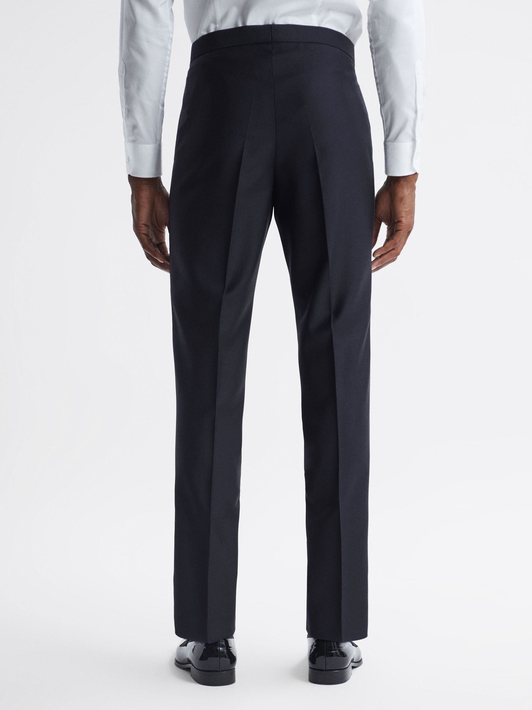 Oscar Jacobson Slim Fit Wool Blend Trousers in Navy - Image 5 of 6