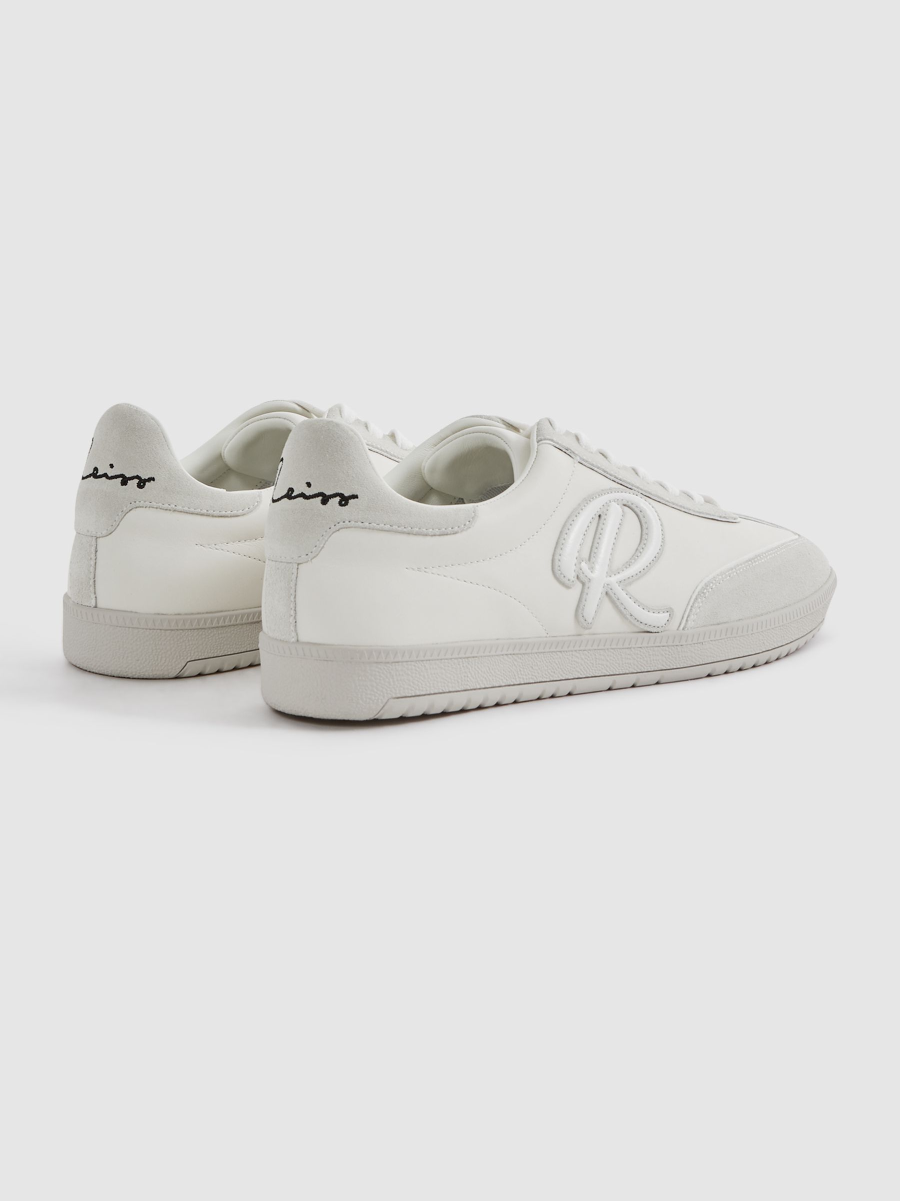 Leather-Suede Low Trainers in White - Image 5 of 6