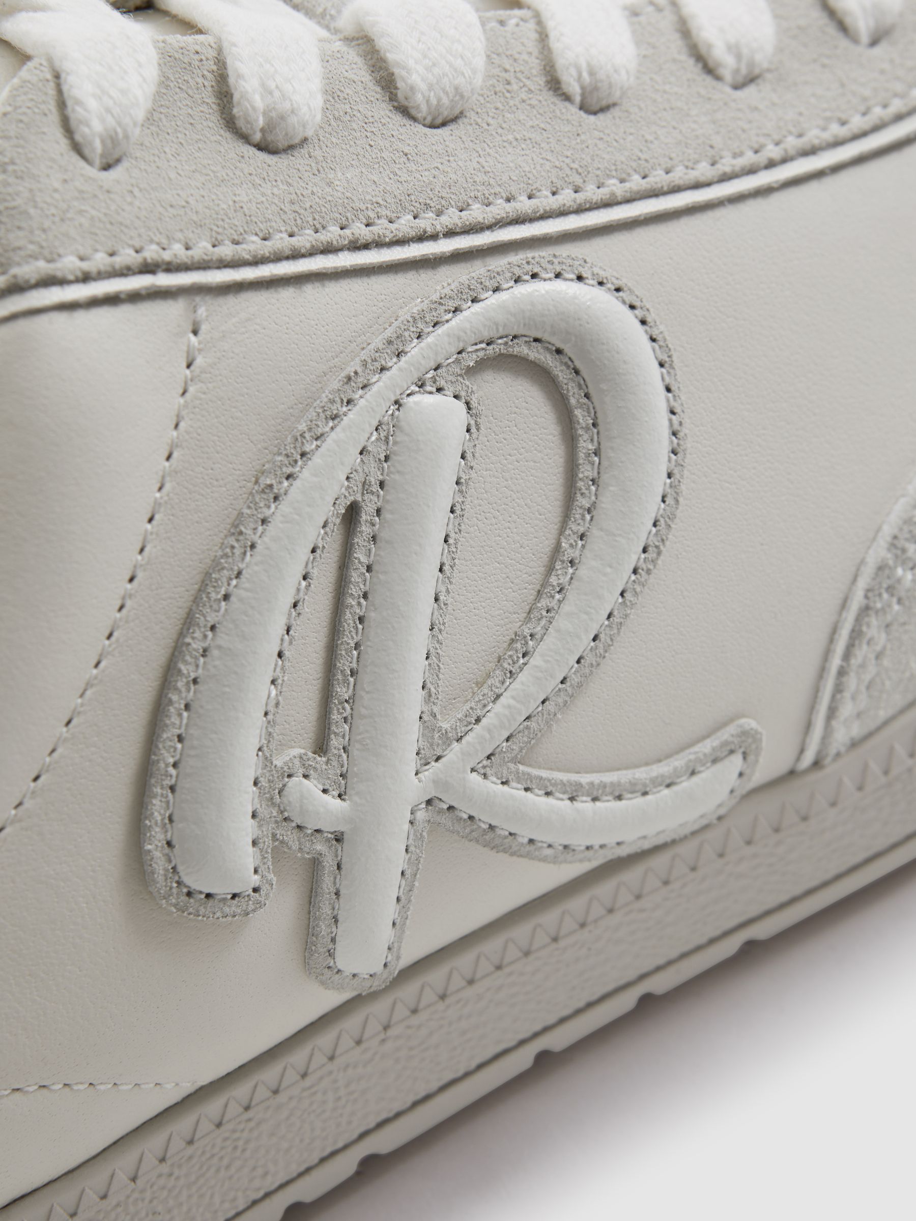 Leather-Suede Low Trainers in White - Image 6 of 6
