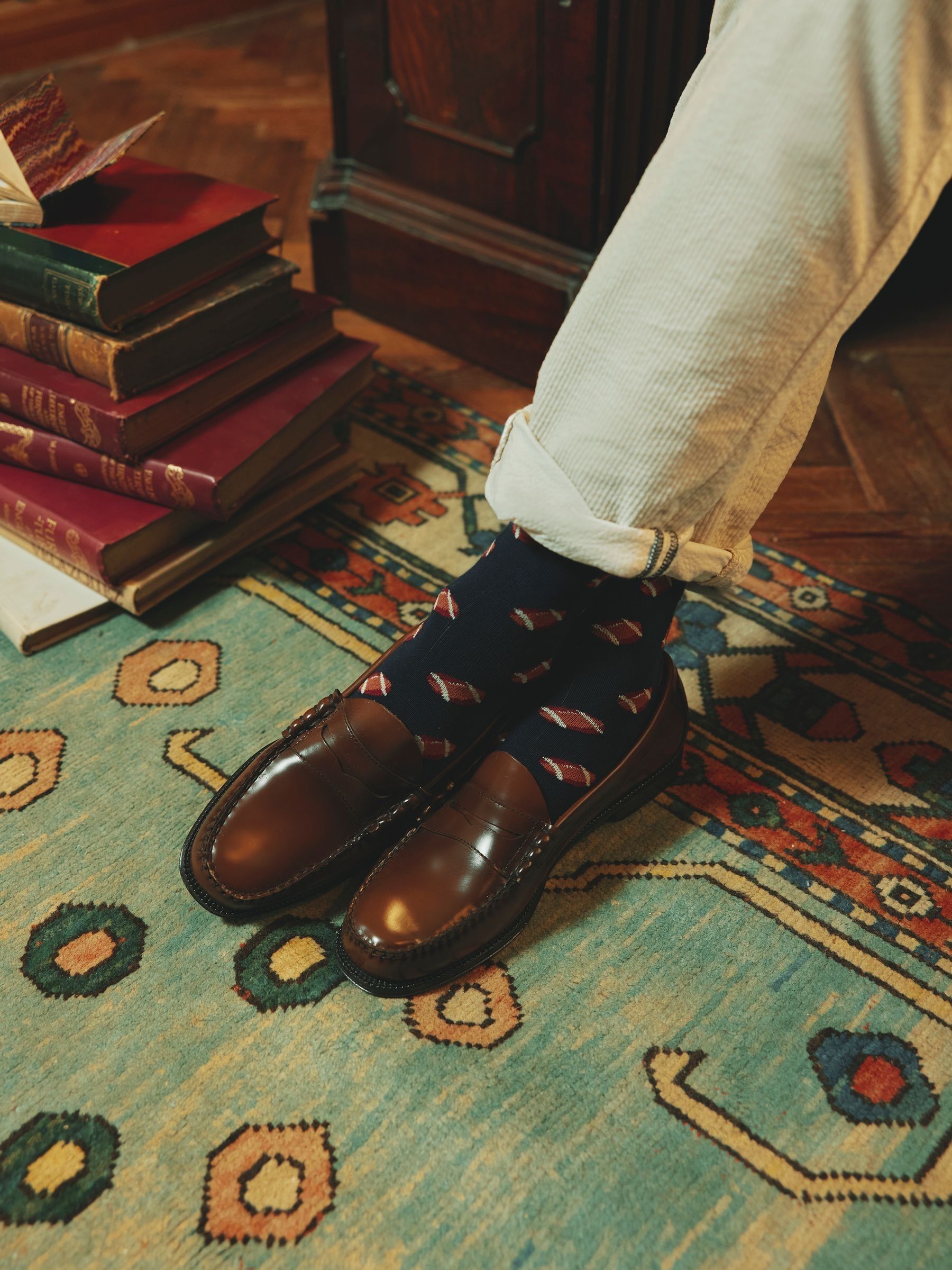 Men's Kingsbury Navy/Burgundy 2 Pack Socks (size 7-12) - Image 4 of 4