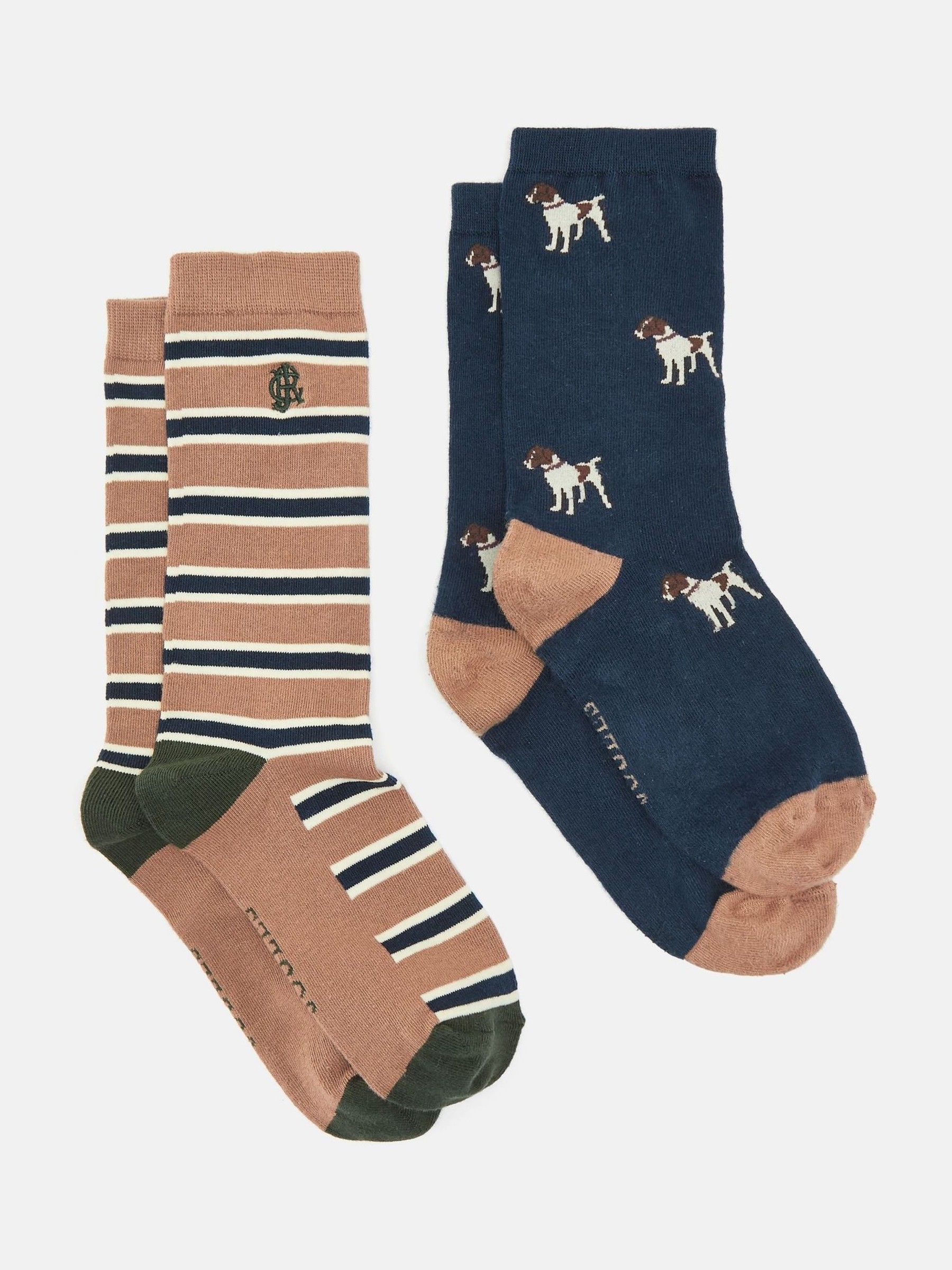 Men's Kingsbury Navy/Camel 2 Pack Socks (size 7-12) - Image 1 of 5