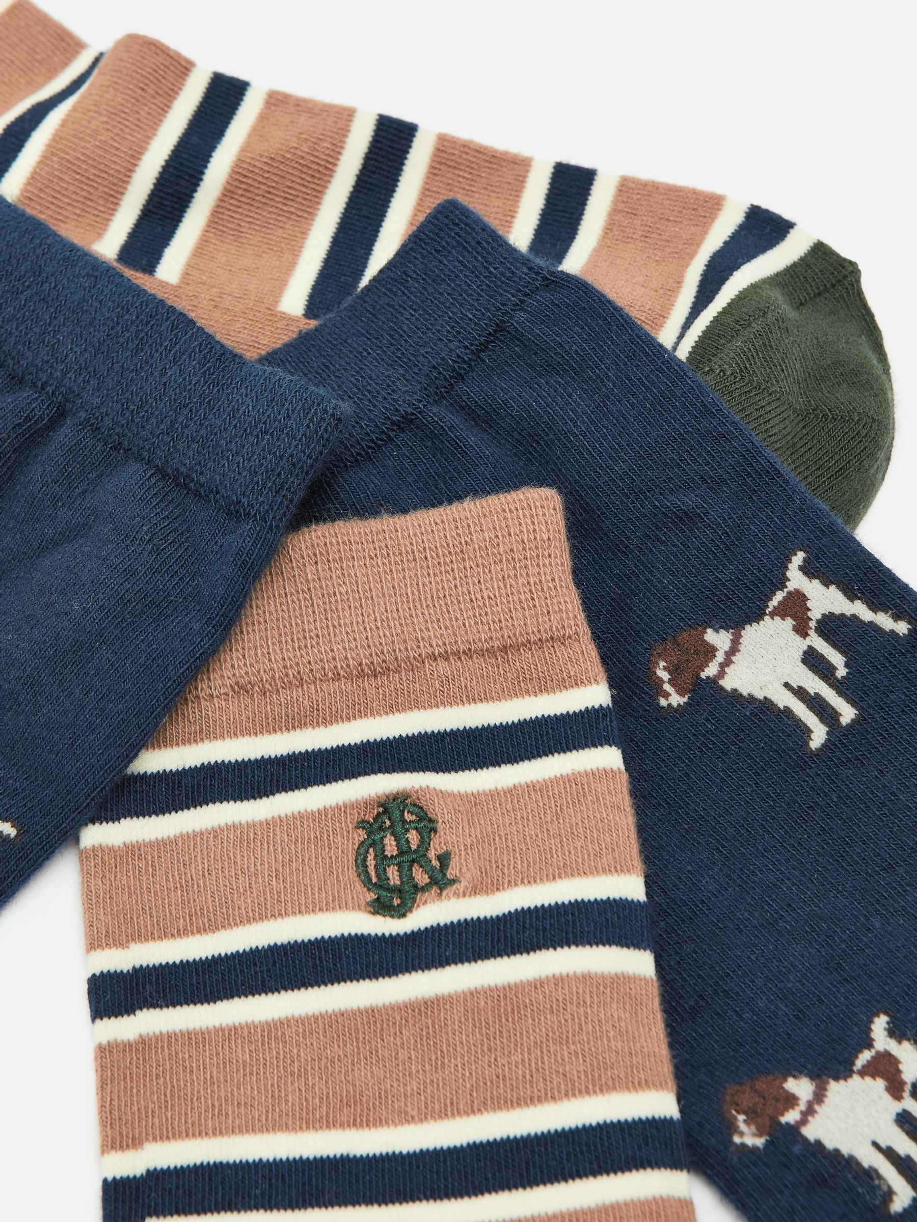 Men's Kingsbury Navy/Camel 2 Pack Socks (size 7-12) - Image 3 of 5