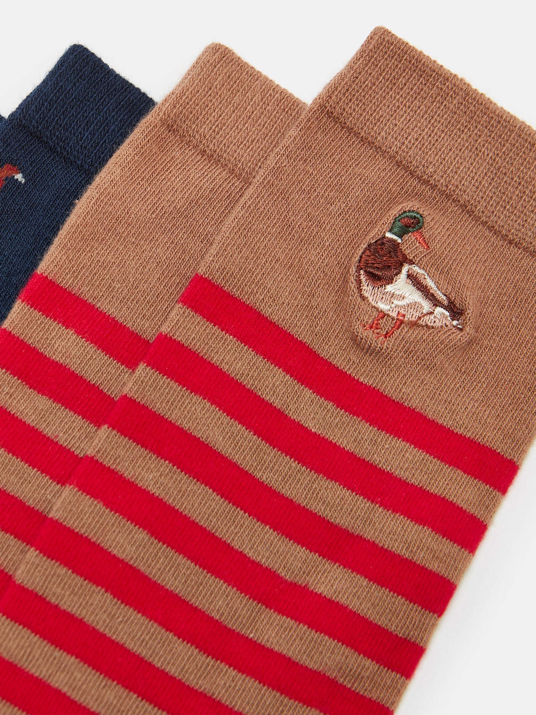 Men's Kingsbury Tan/Navy 2 Pack Socks (size 7-12) - Image 2 of 3