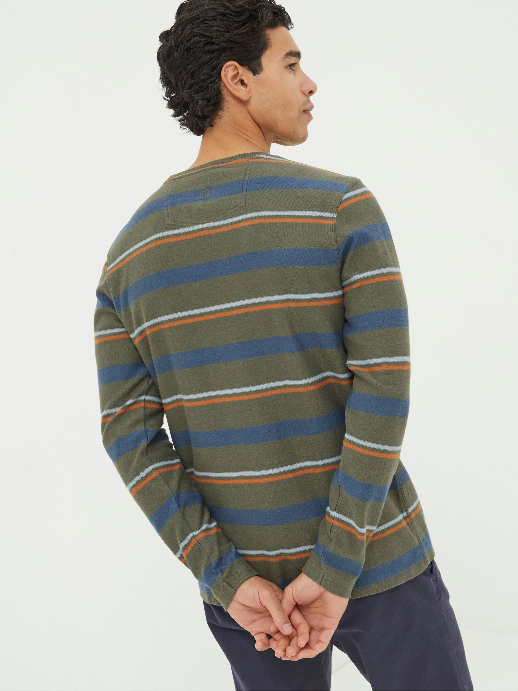 Green Long Sleeve Stripe Pocket Crew T-Shirt - Image 2 of 4
