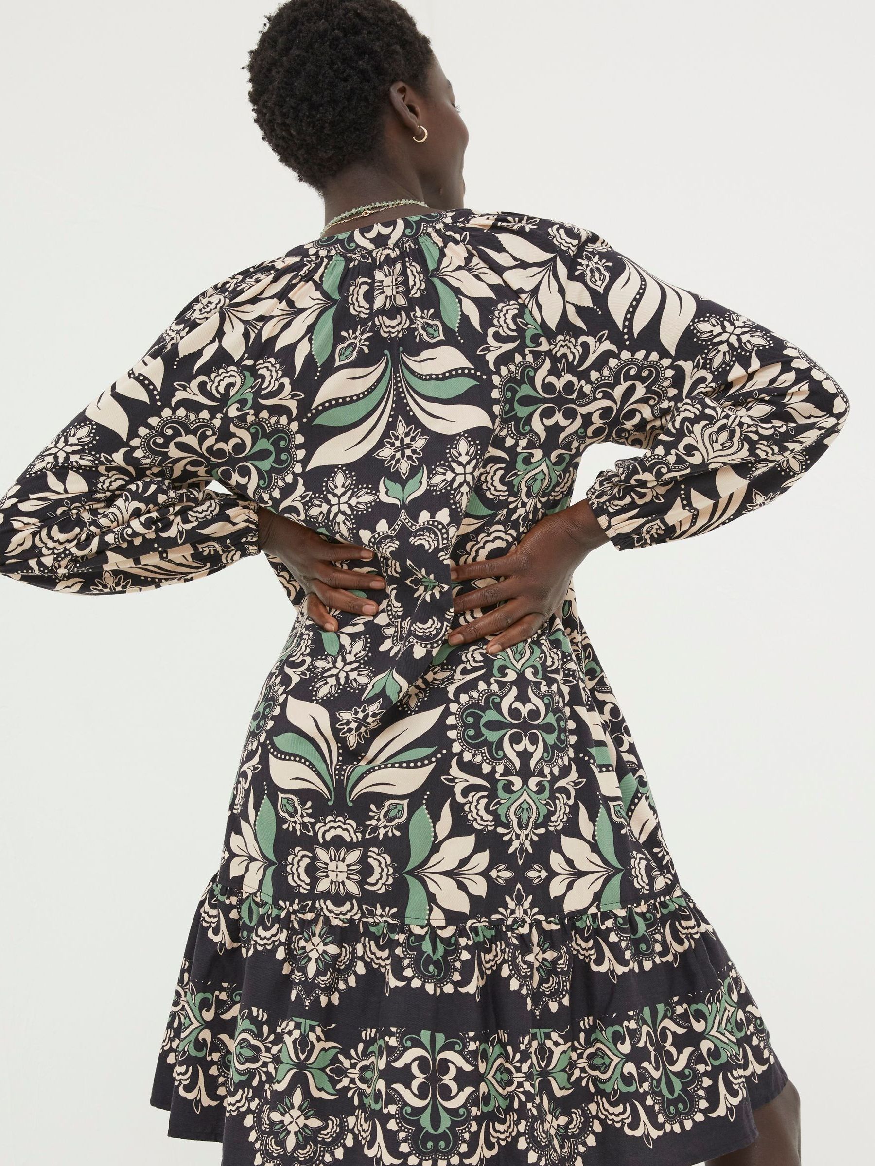Black Amy Mosaic Leaf Tunic Dress - Image 2 of 6