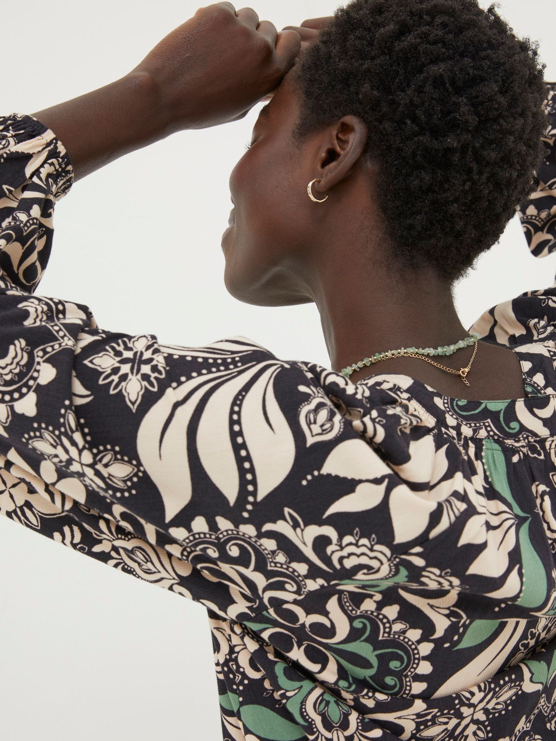 Black Amy Mosaic Leaf Tunic Dress - Image 4 of 6