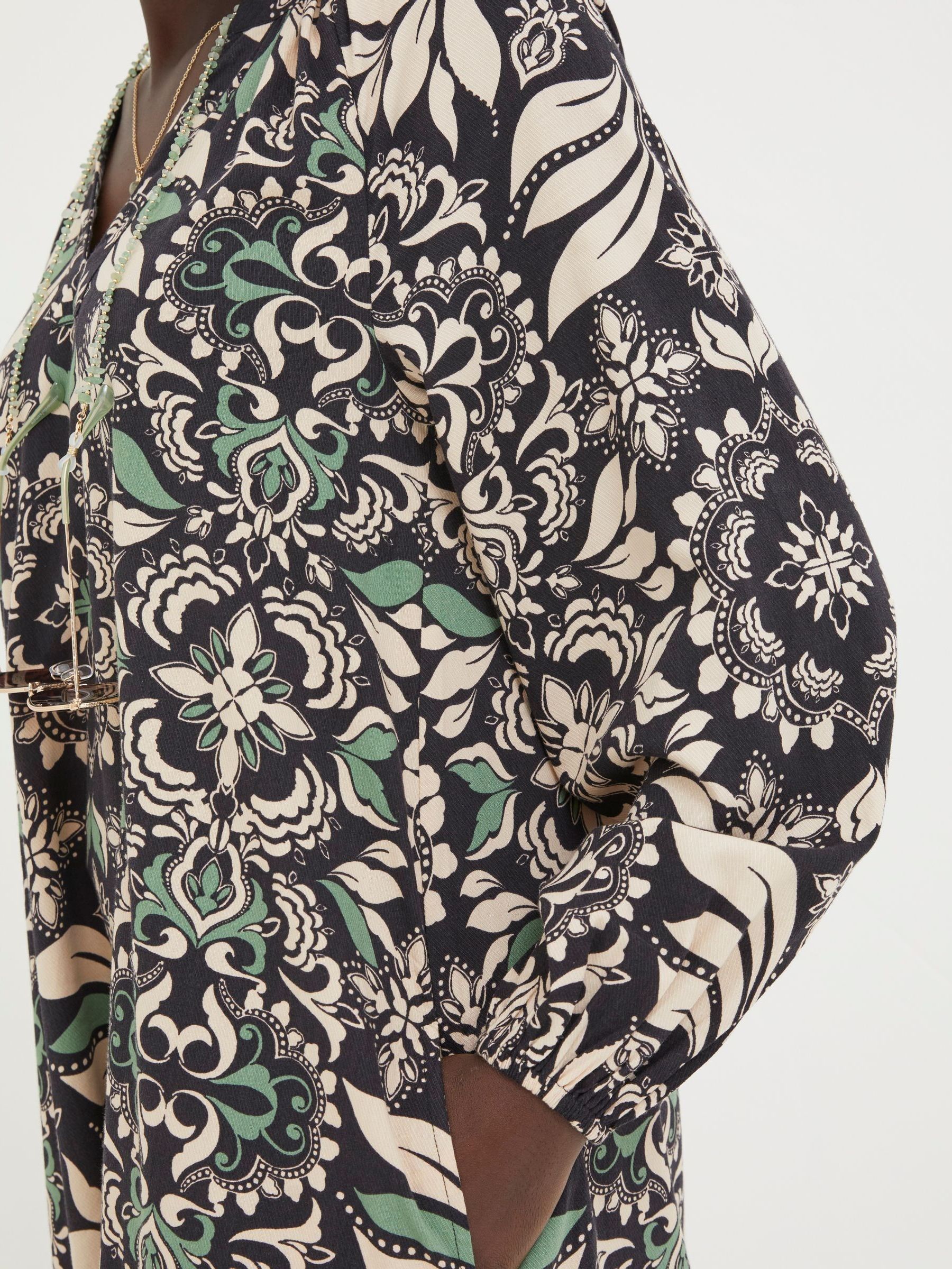 Black Amy Mosaic Leaf Tunic Dress - Image 5 of 6