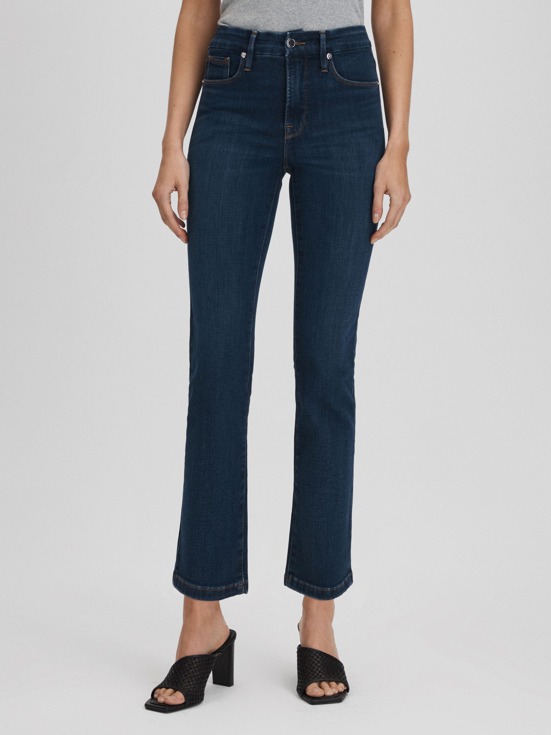 Good American Slim Fit Cropped Jeans in Blue - Image 1 of 7