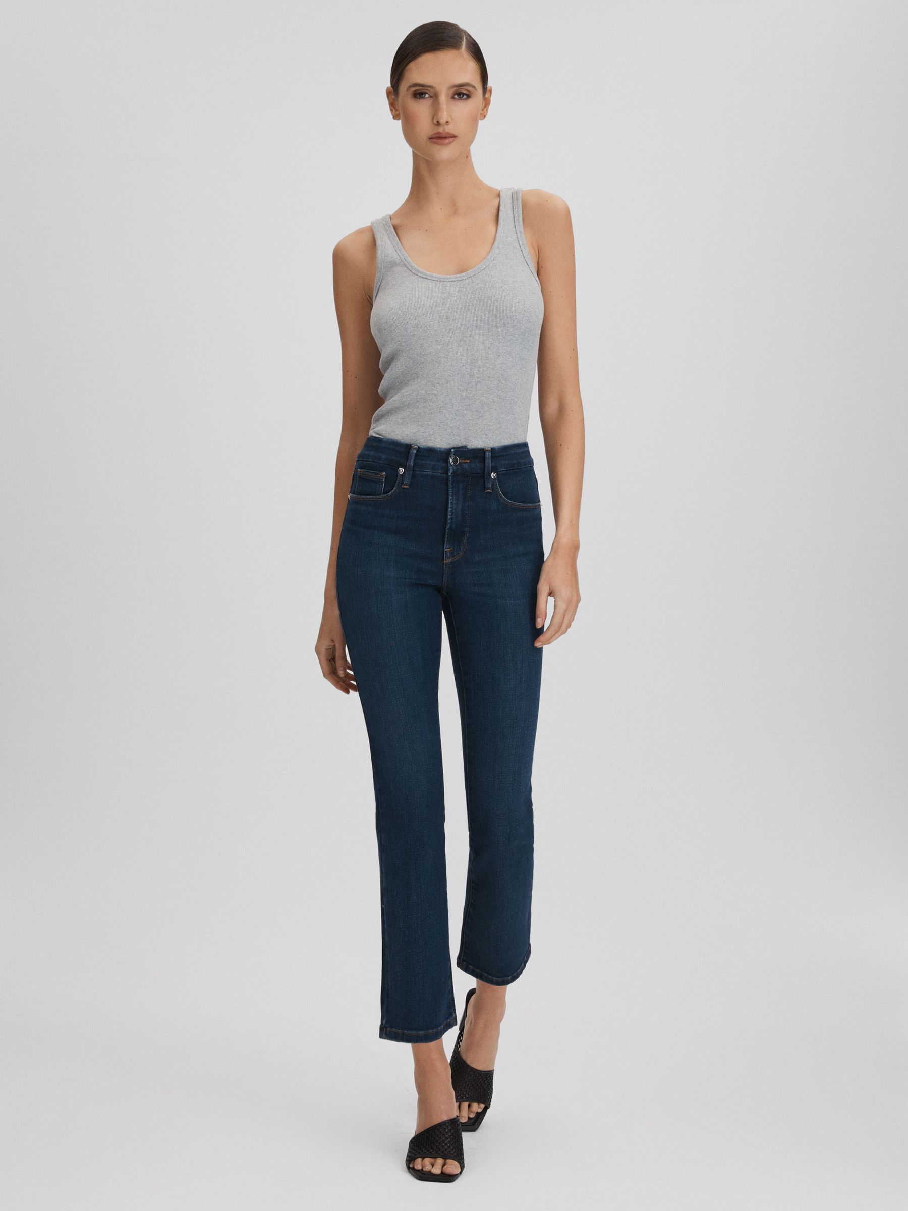 Good American Slim Fit Cropped Jeans in Blue - Image 6 of 7