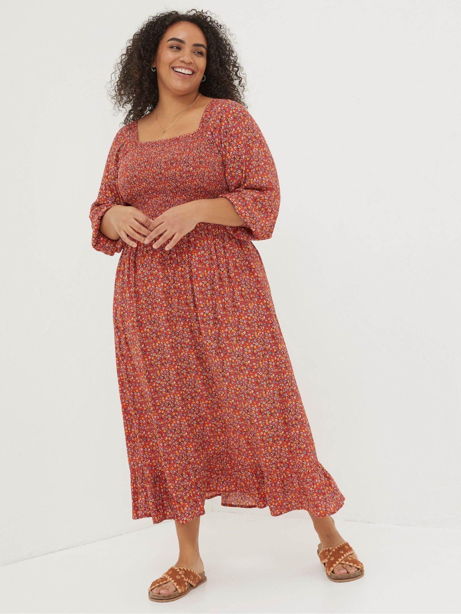 Red/Orange Adele Midi Dress - Image 3 of 6
