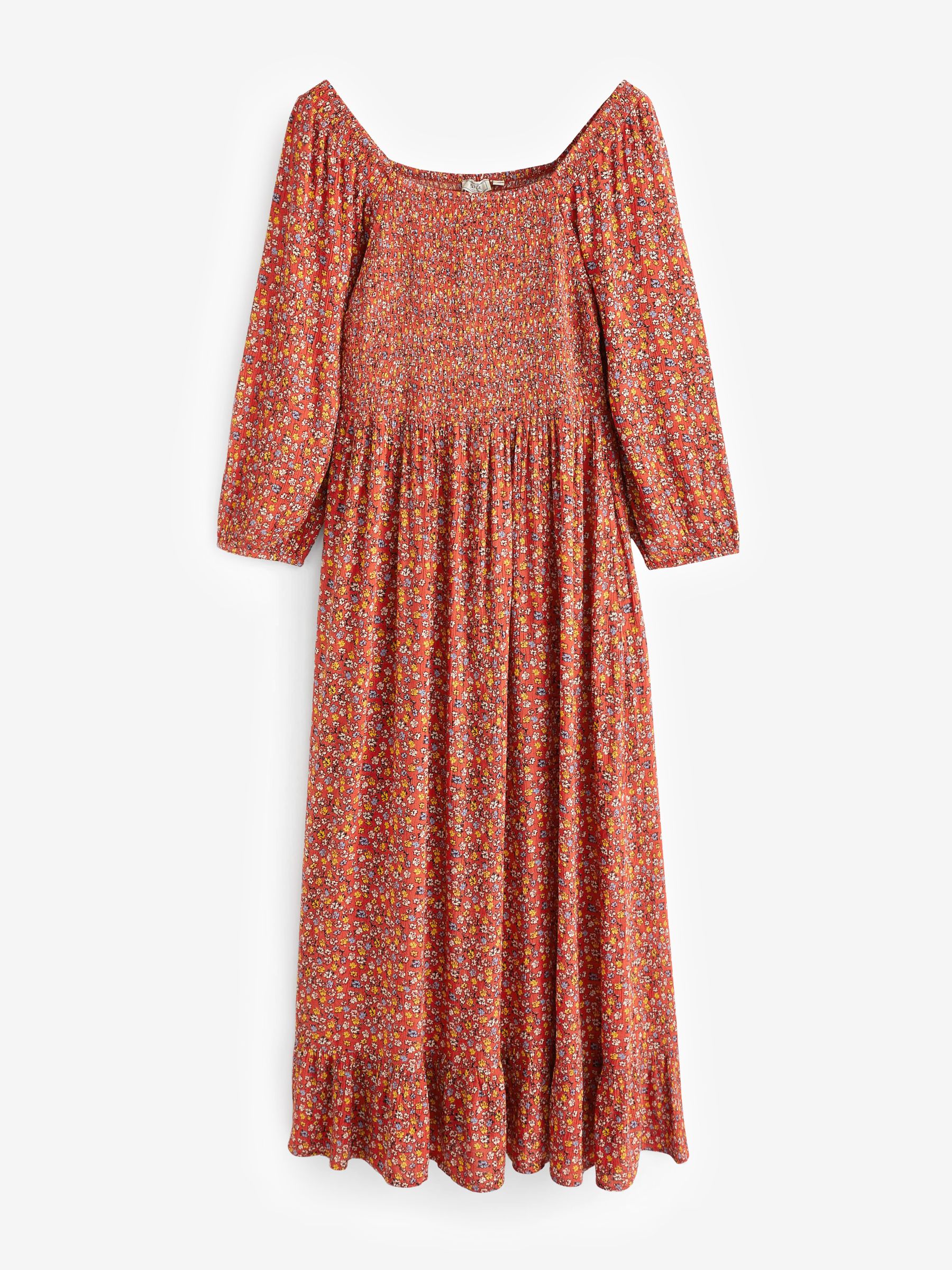 fatface orange dress Danielle Burnt Orange Painted Bloom Midi Dress