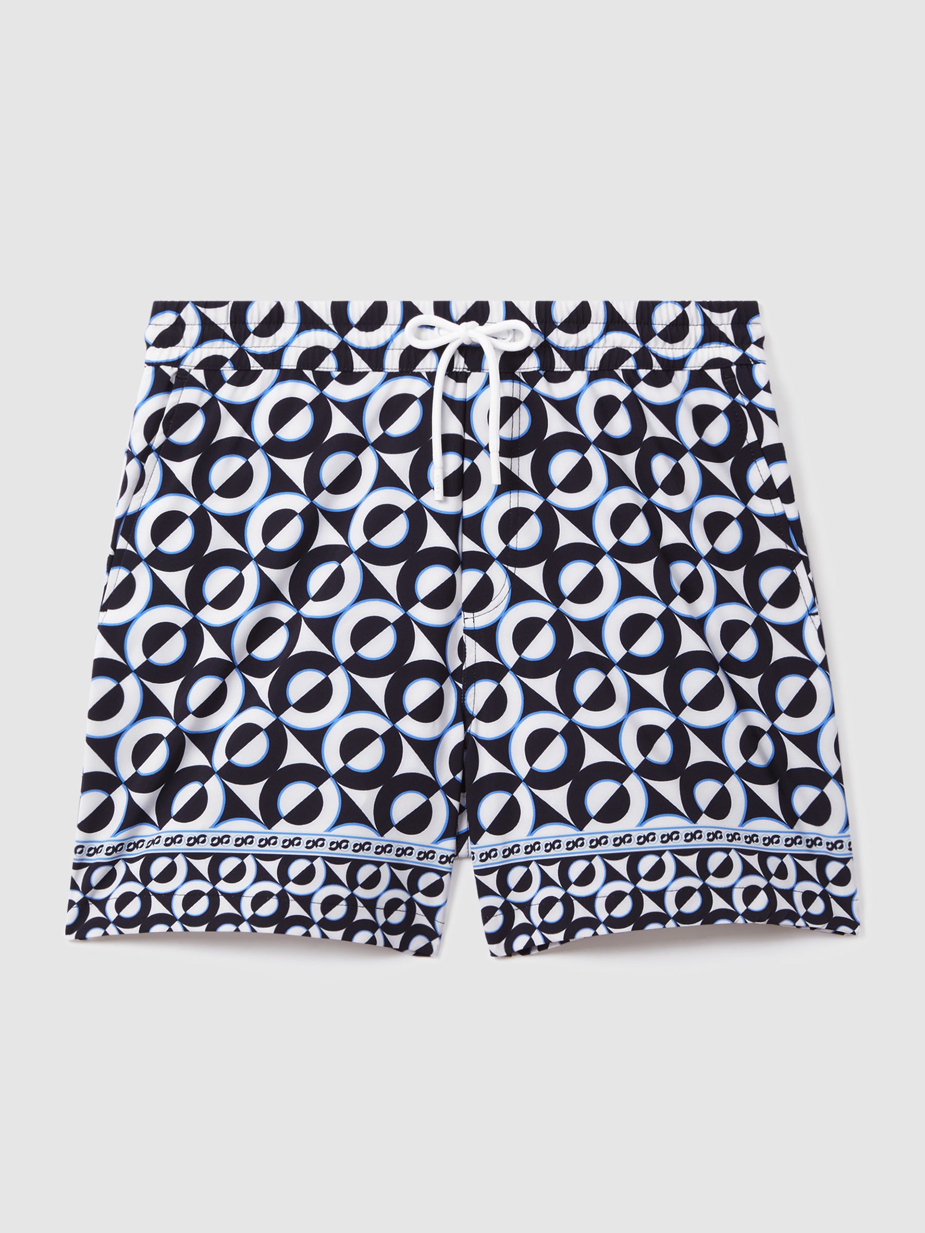 Printed Drawstring Swim Shorts in Lapis Blue - Image 2 of 6