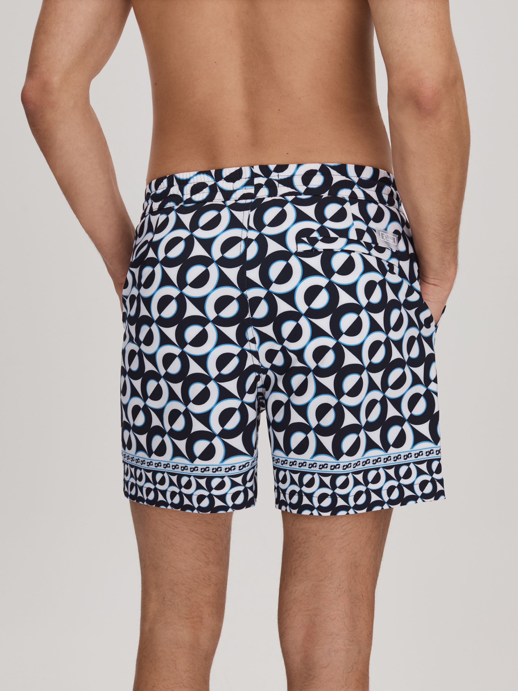 Printed Drawstring Swim Shorts in Lapis Blue - Image 5 of 6