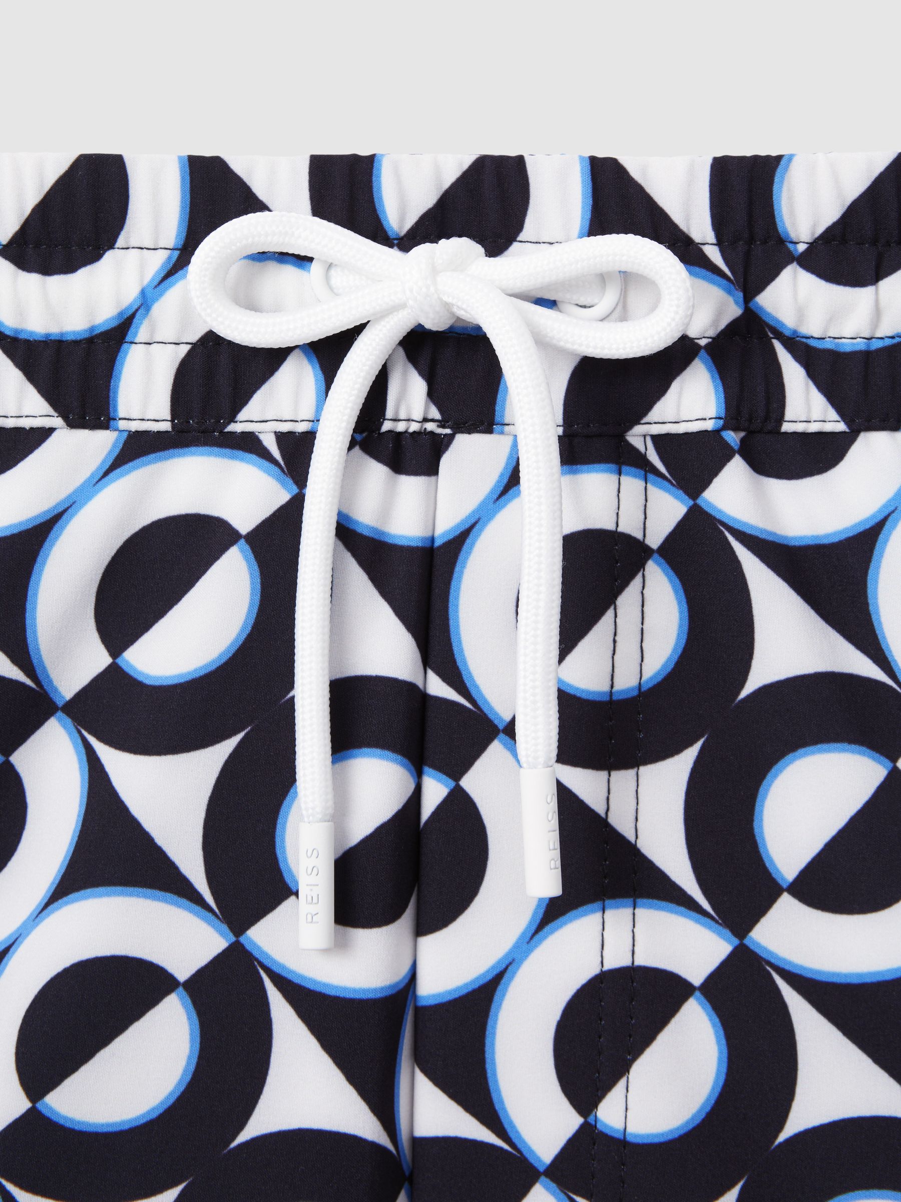 Printed Drawstring Swim Shorts in Lapis Blue - Image 6 of 6