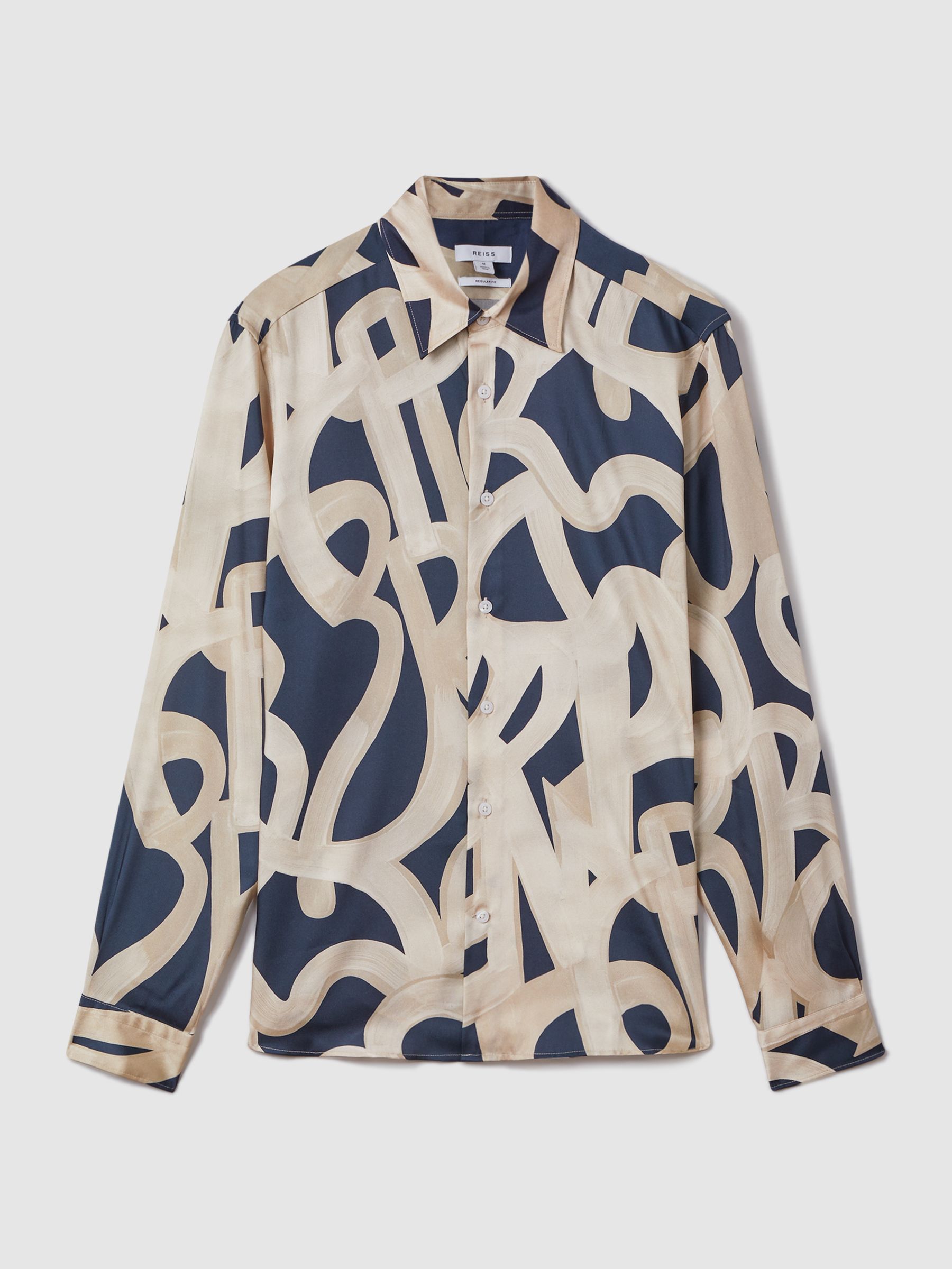 Painted Button-Through Shirt in Navy/Ecru - Image 2 of 6