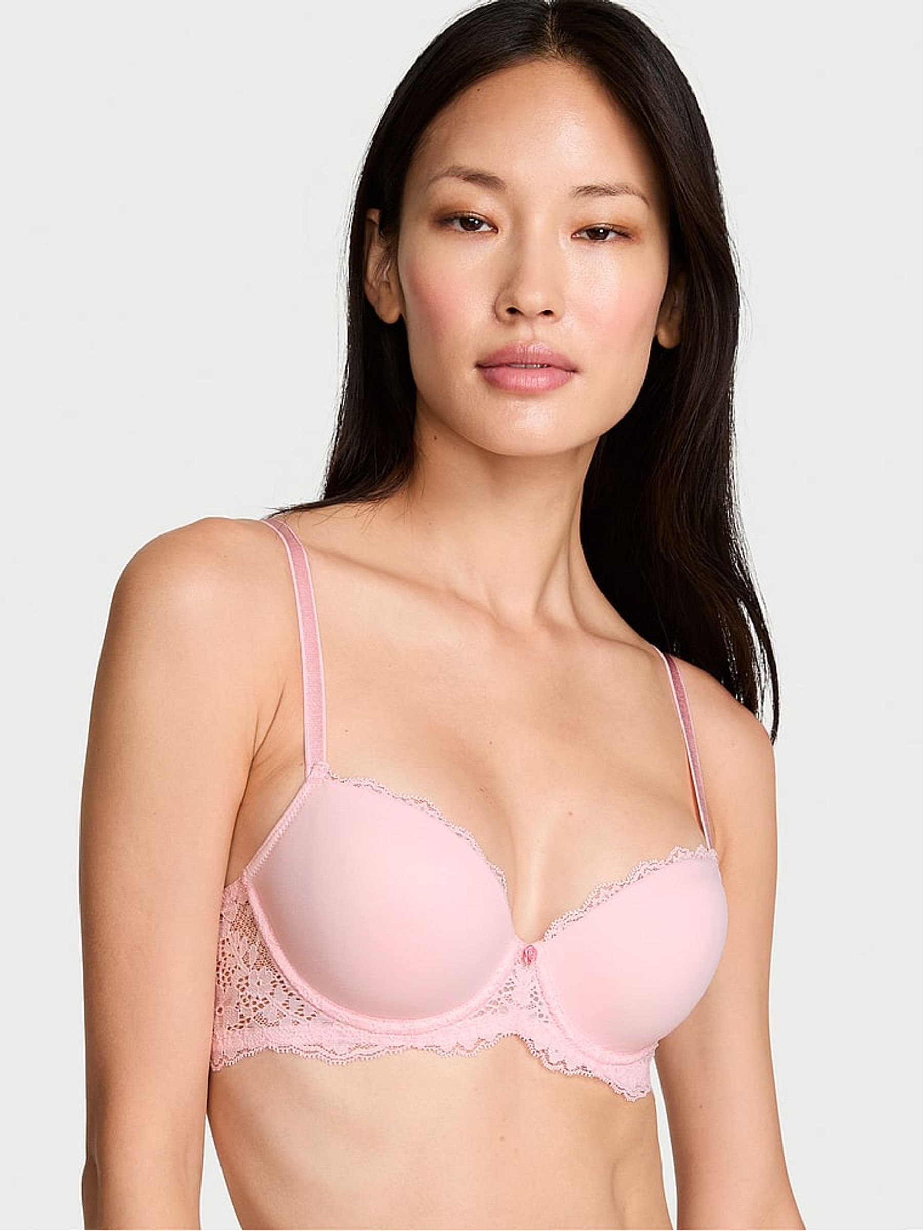 Angel Pink Lace Trim Lightly Lined Demi Bra - Image 1 of 2
